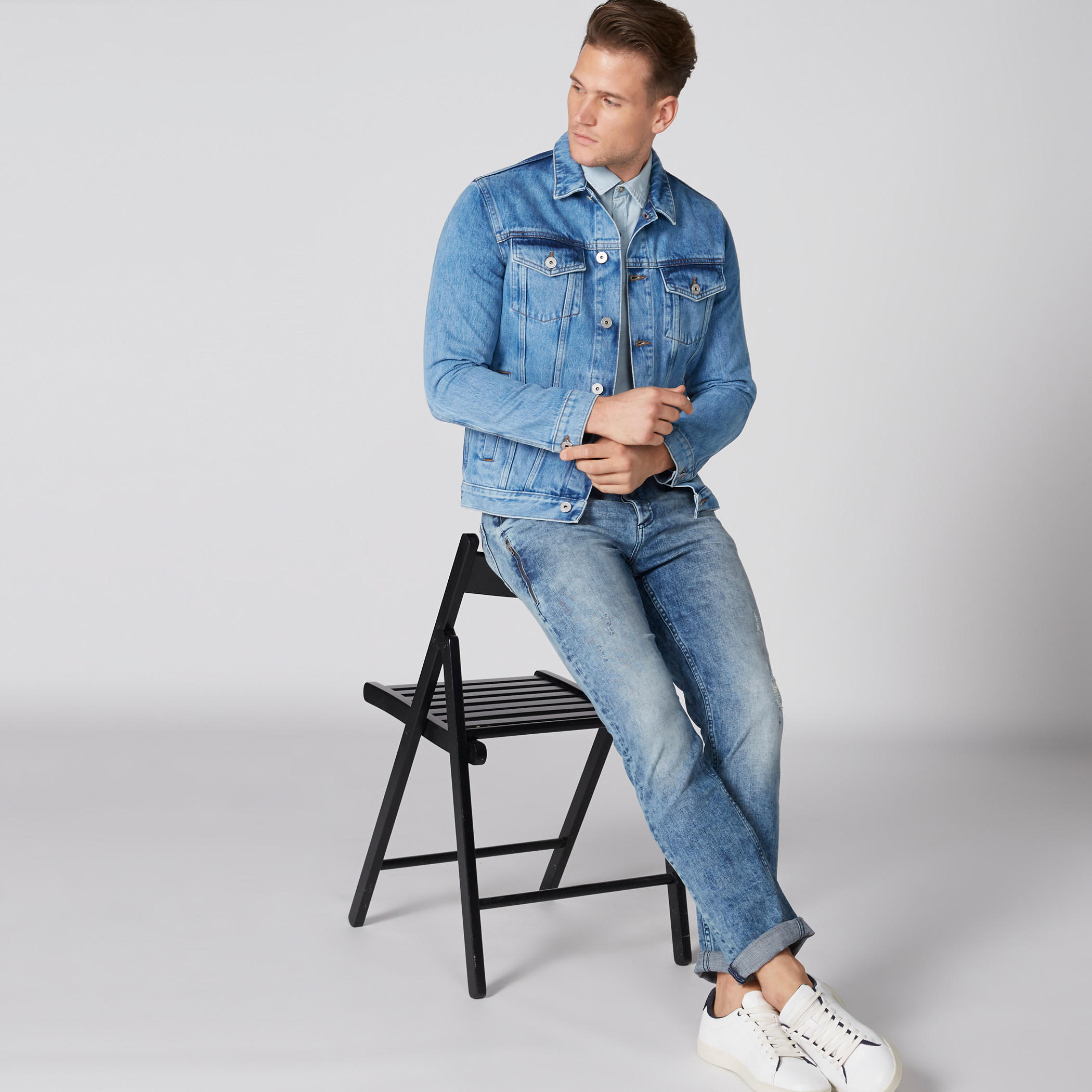 قميص من الدينم بأزرار وجيوب من لي كوبر-men-clothing-shirts-image-3