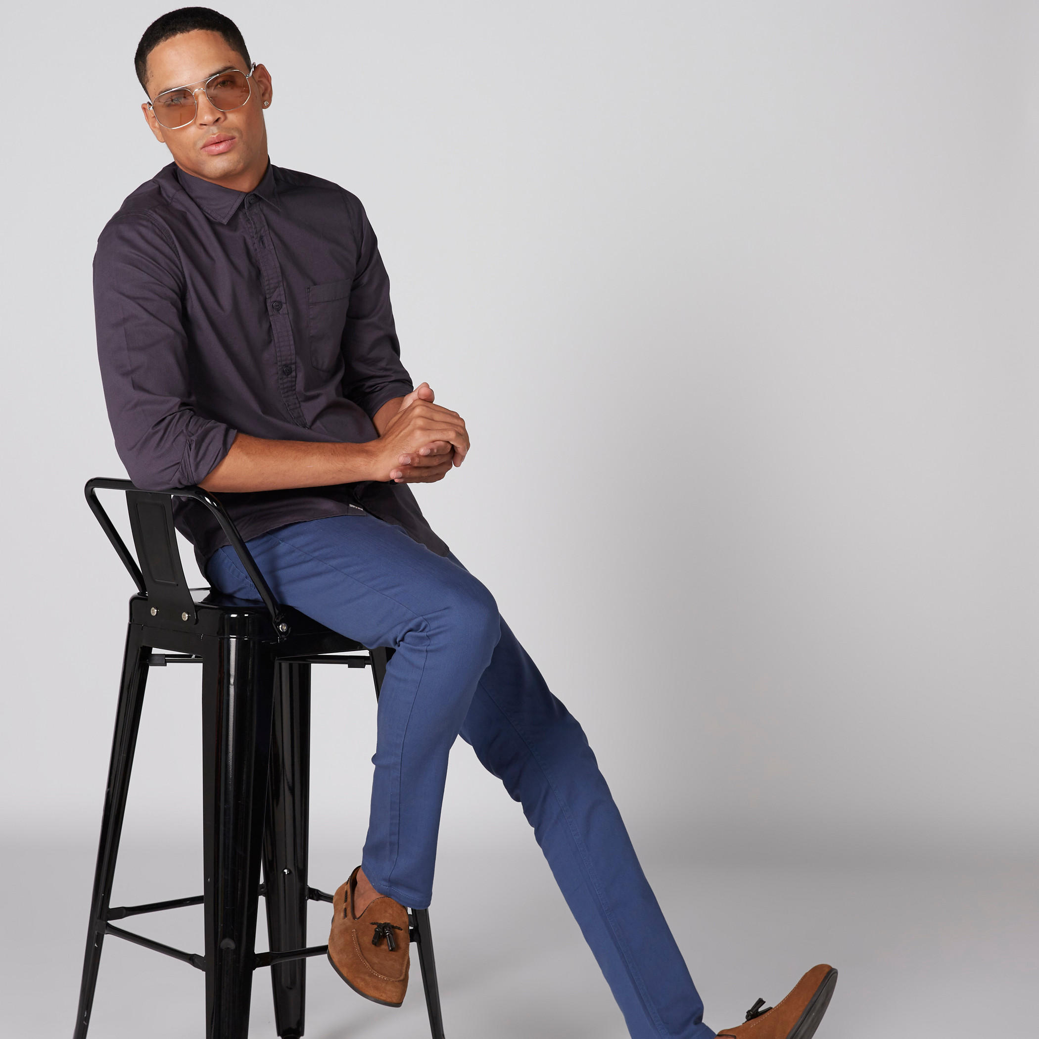 قميص بأكمام طويلة ووصلة أزرار كاملة من لي كوبر-men-clothing-shirts-image-3