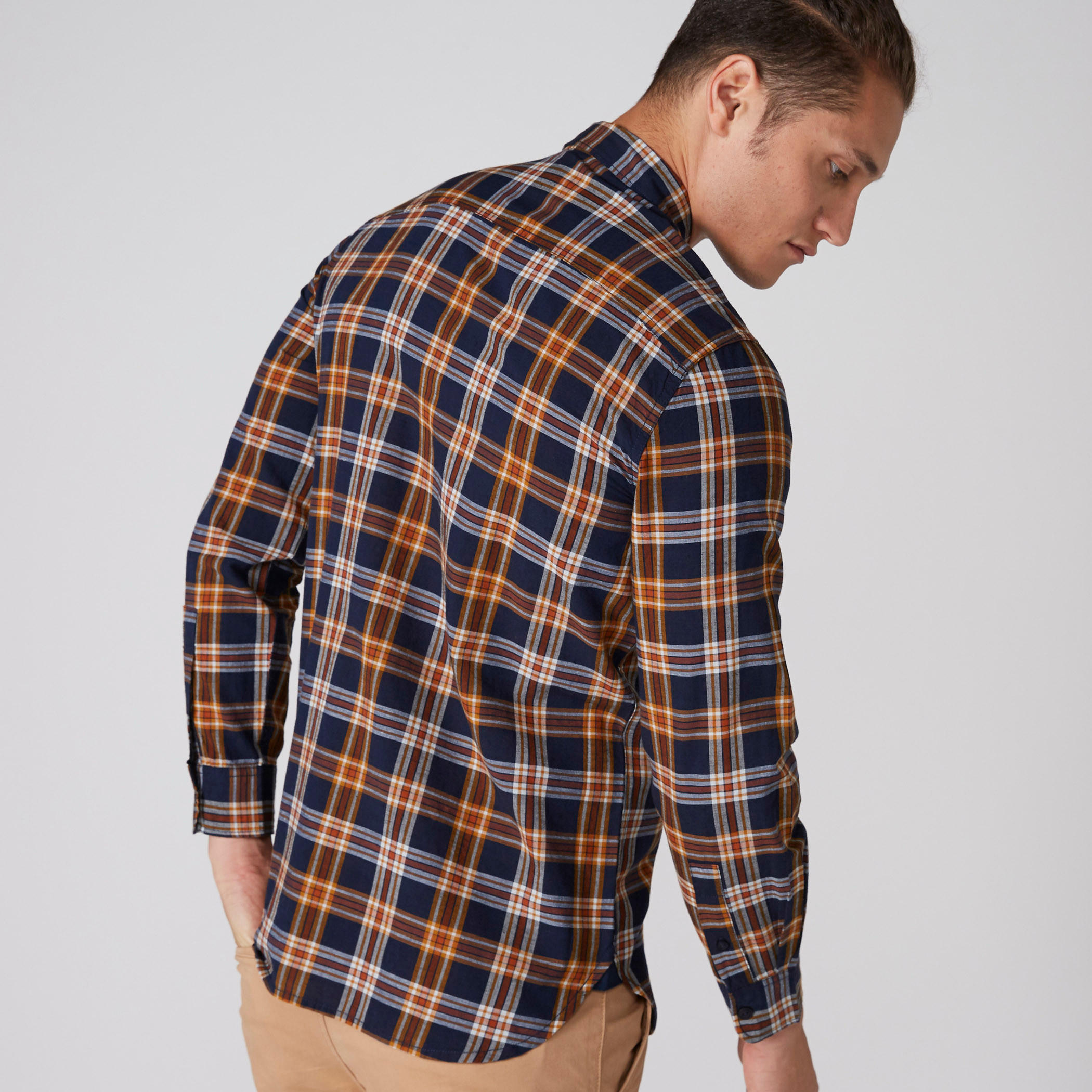 قميص كاروهات بأكمام طويلة ووصلة أزرار كاملة من لي كوبر-men-clothing-shirts-image-2