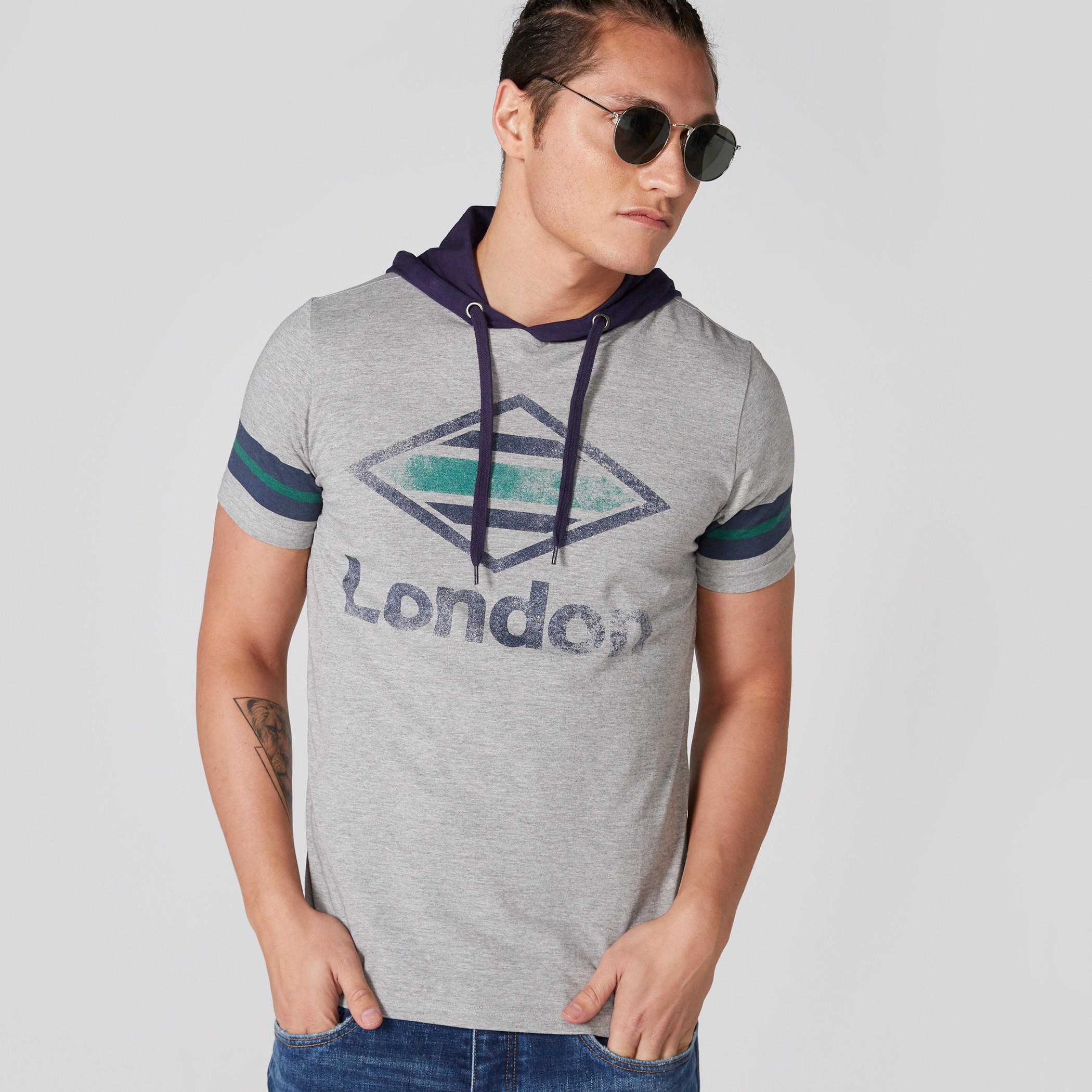 Printed T-Shirt with Short Sleeves and Hood-men-clothing-tshirtsandpolos-tshirts-image-1
