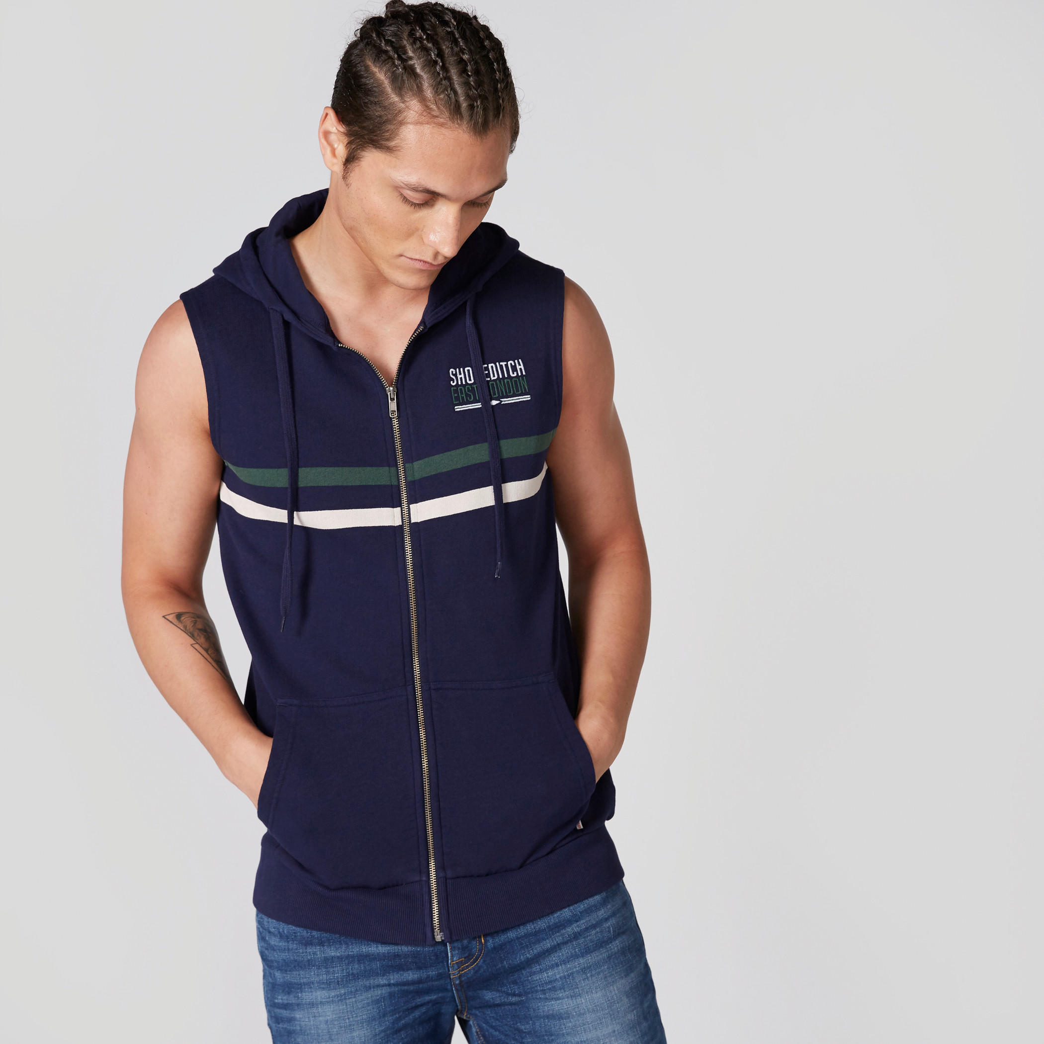 Printed Sleeveless Jacket with Zip Closure and Hood-men-clothing-jacketsandblazers-jackets-image-1