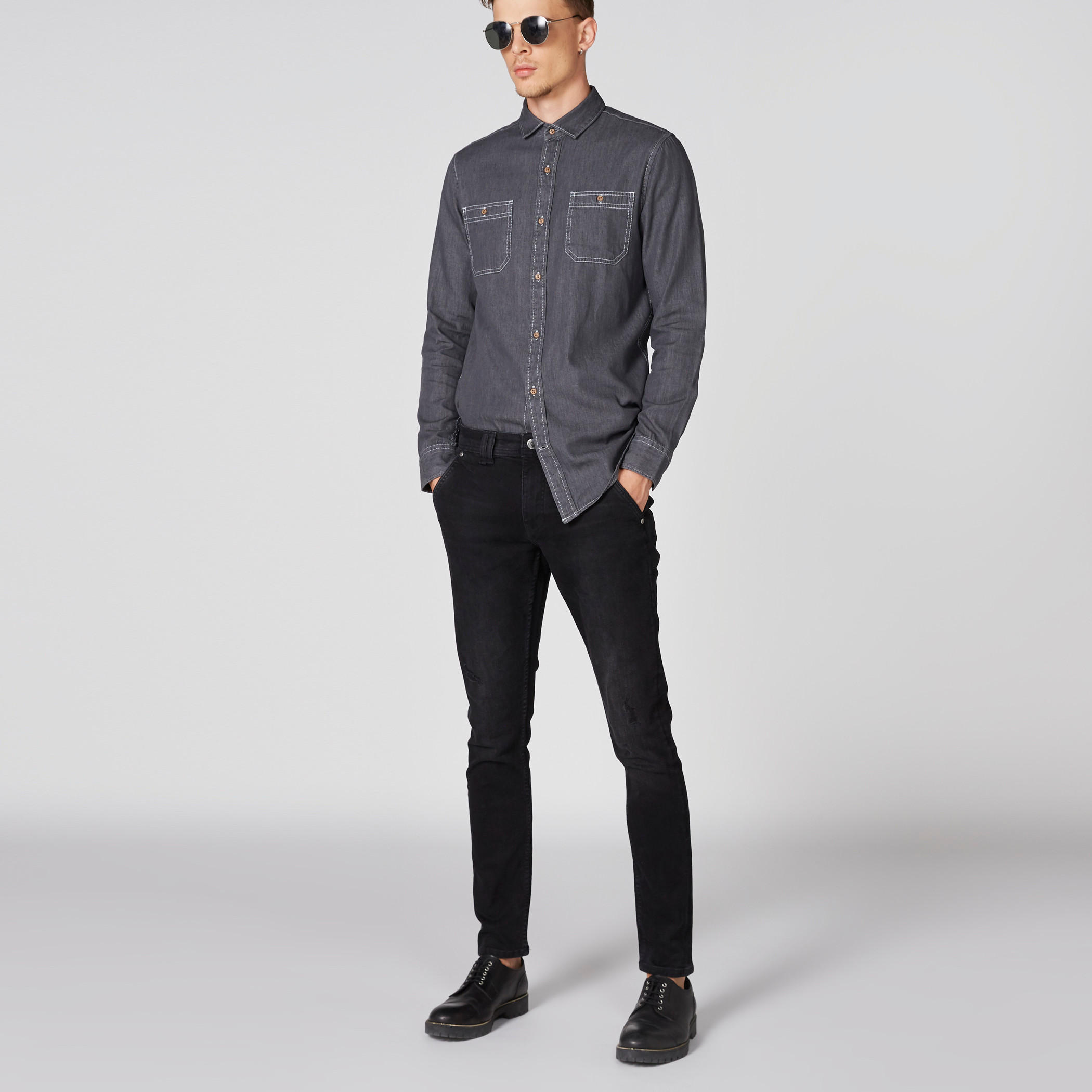Full Length Jeans with Button Closure and Pocket Detail-men-clothing-bottoms-jeans-image-1