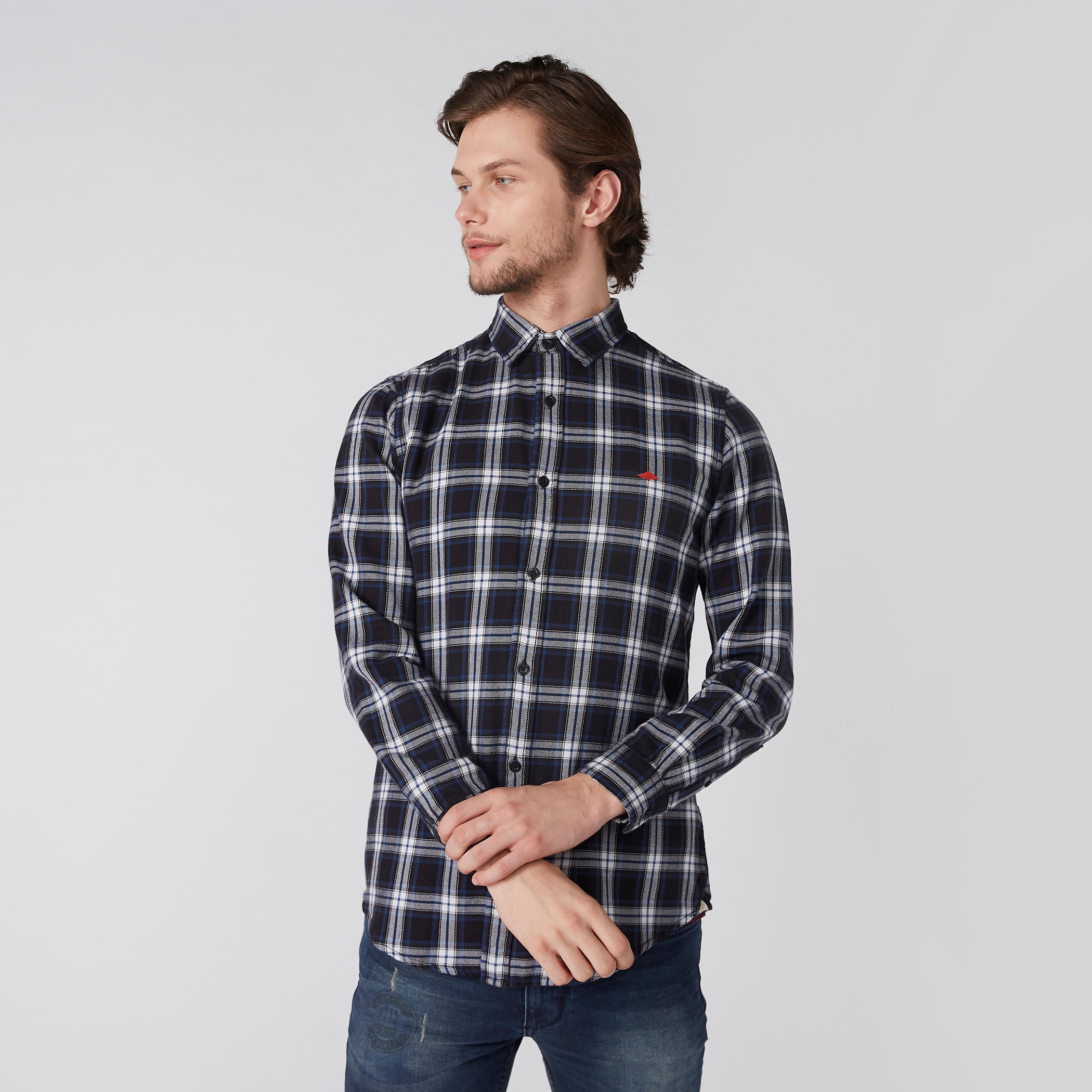 قميص كاروهات بأكمام طويلة وأزرار-men-clothing-shirts-image-1