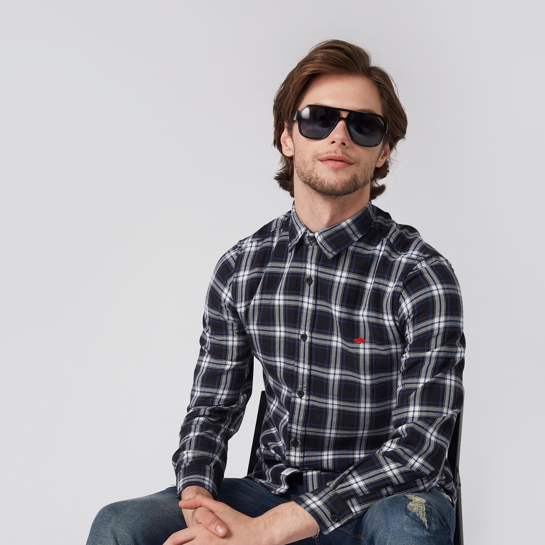 قميص كاروهات بأكمام طويلة وأزرار-men-clothing-shirts-image-4