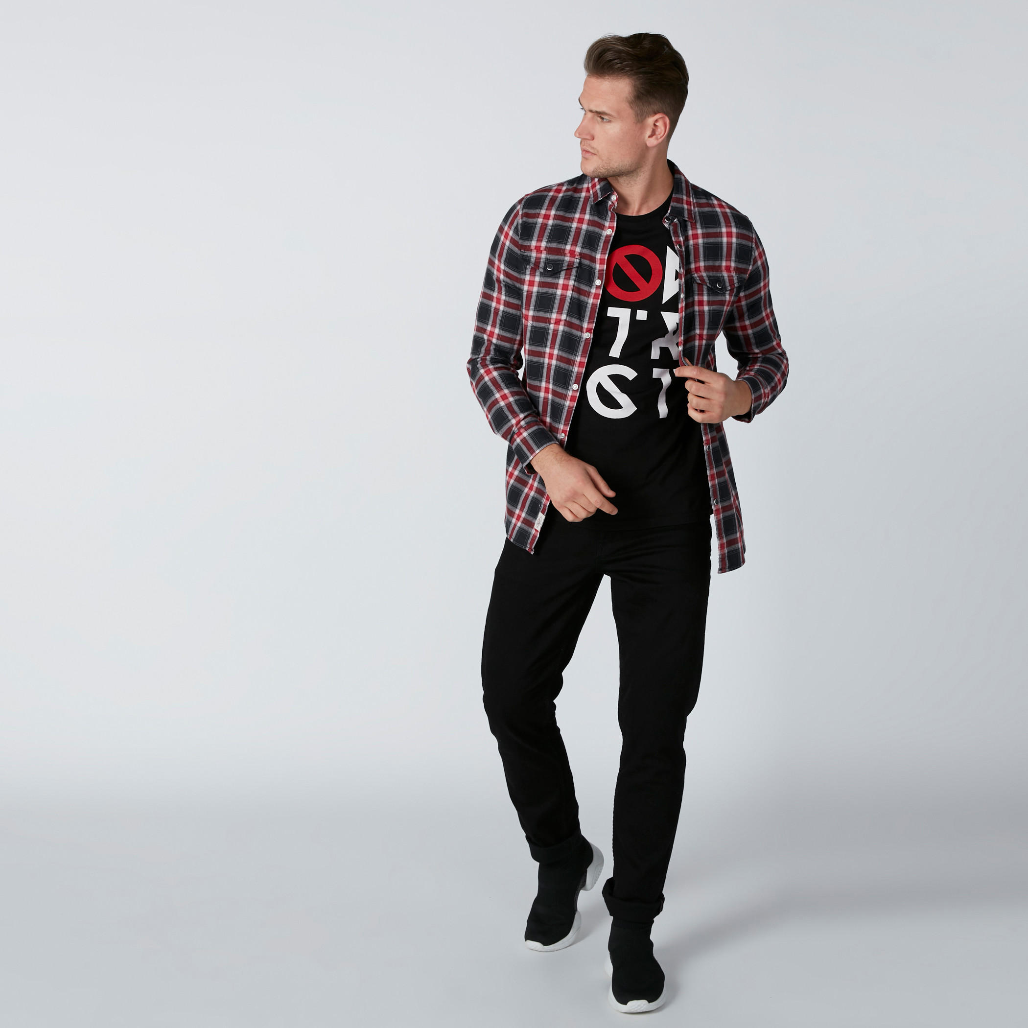 Chequered Shirt with Long Sleeves and Complete Placket-men-clothing-shirts-image-1