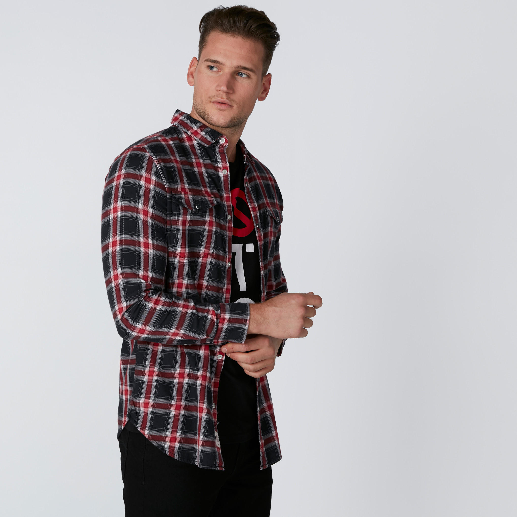 Chequered Shirt with Long Sleeves and Complete Placket-men-clothing-shirts-image-5