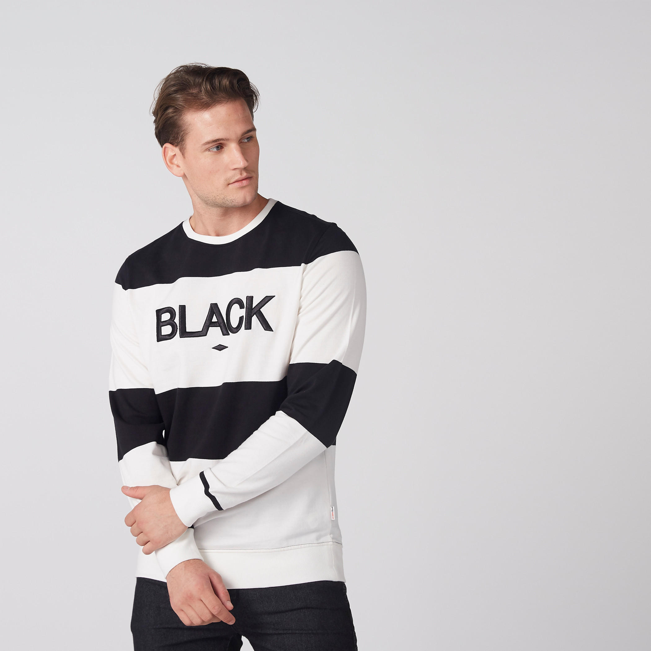 Striped Sweatshirt with Crew Neck and Long Sleeves-men-winterwear-hoodiesandsweatshirts-image-2