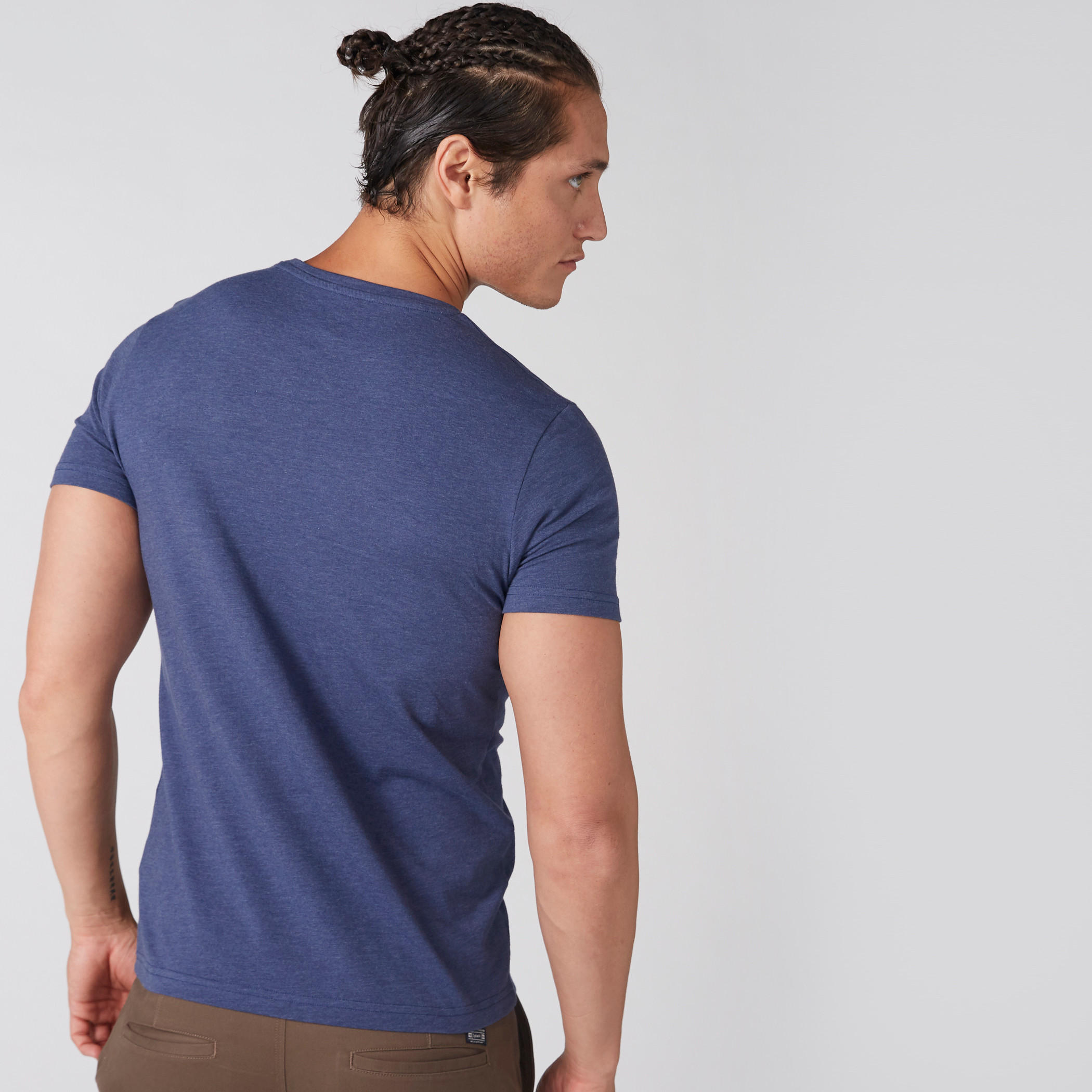 تيشيرت ميلانج بياقة مستديرة وأكمام قصيرة من لي كوبر-men-clothing-tshirtsandpolos-tshirts-image-2