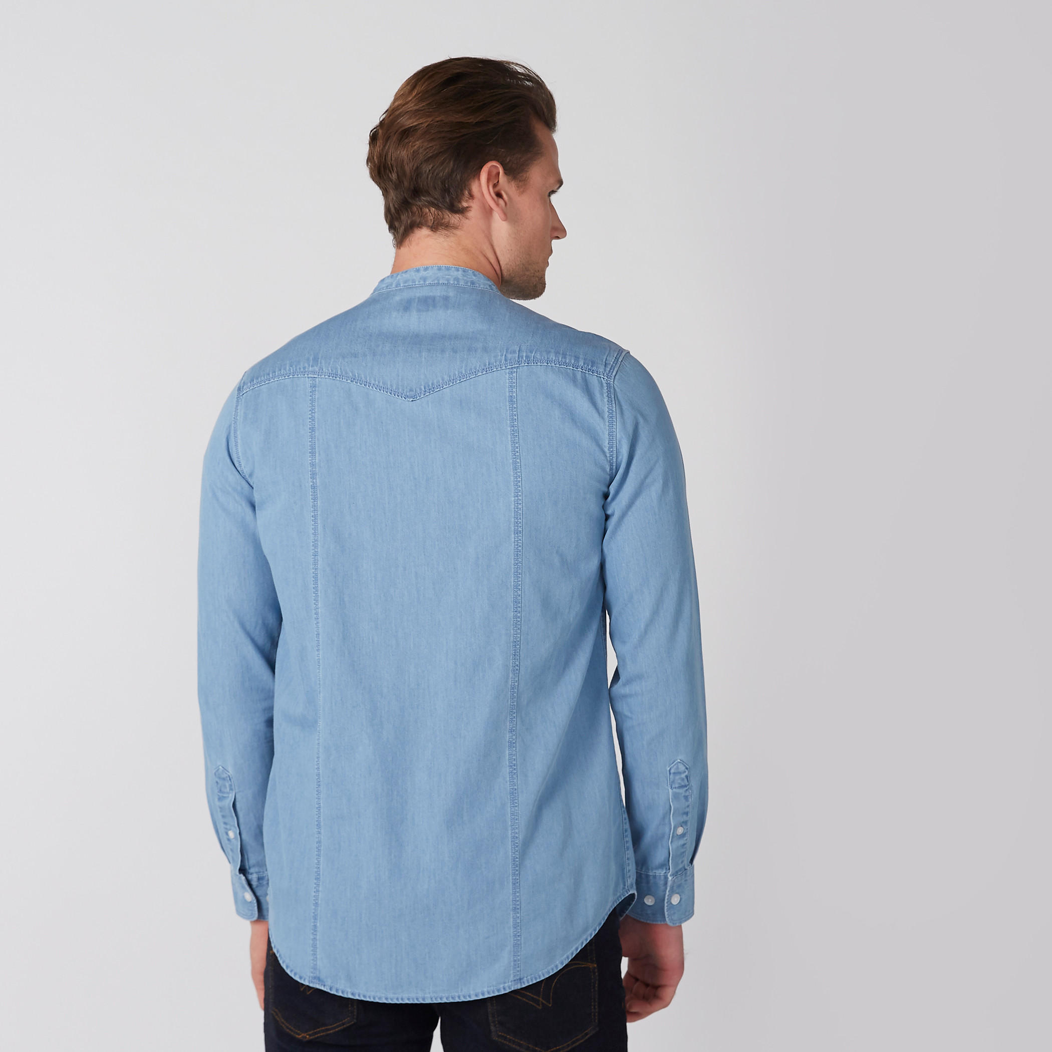 Mandarin Collar Shirt with Complete Placket-men-clothing-shirts-image-5