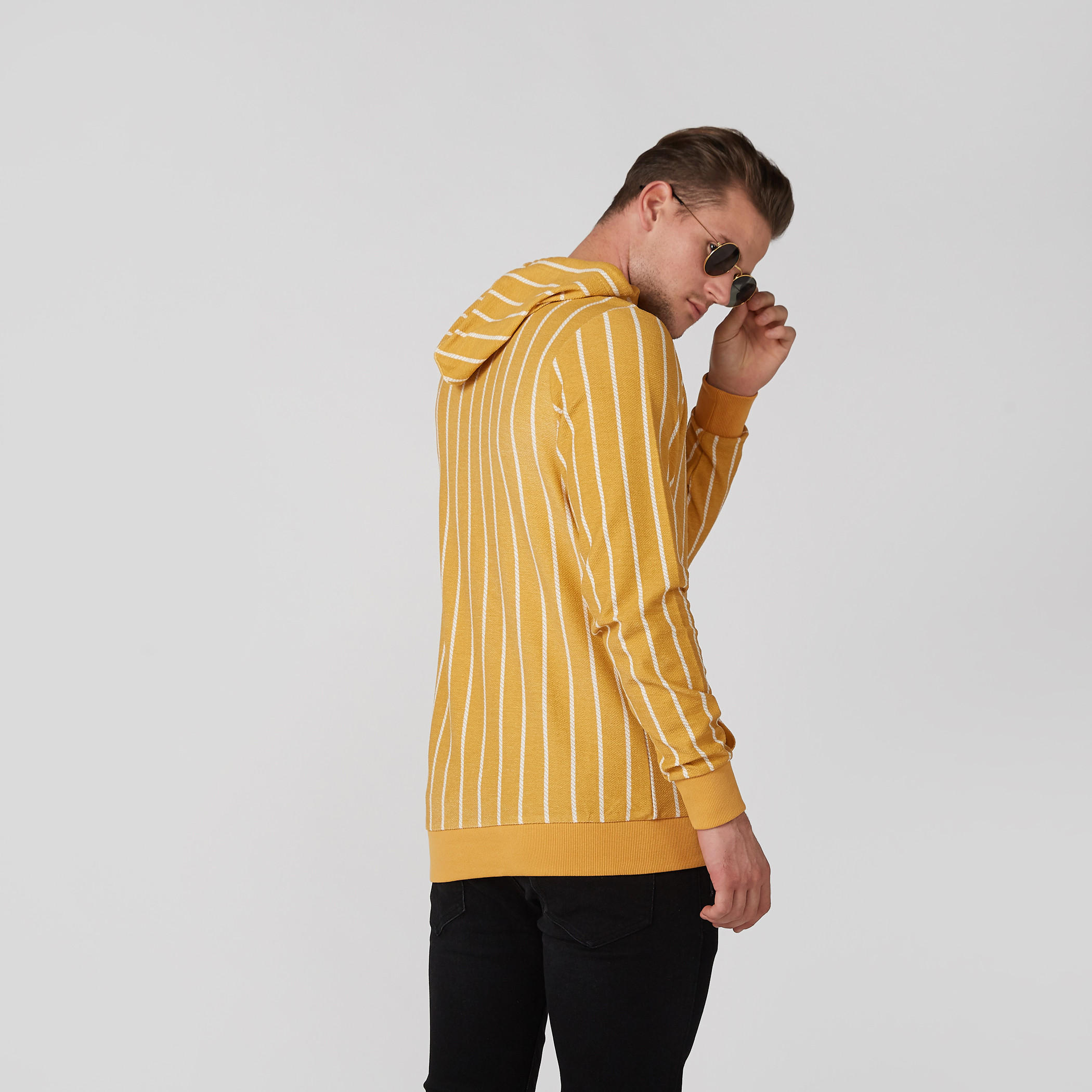 Striped Sweatshirt with Hood and Kangaroo Pockets-men-winterwear-hoodiesandsweatshirts-image-3