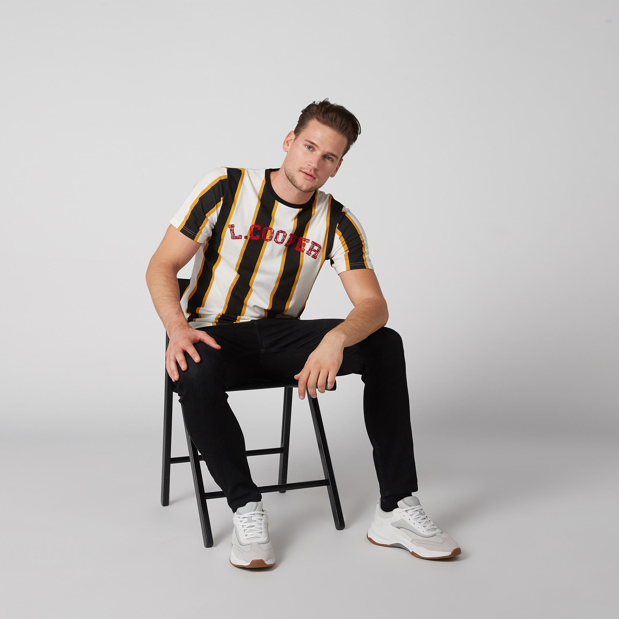 Striped T-Shirt in Slim Fit with Short Sleeves-men-clothing-tshirtsandpolos-tshirts-image-2