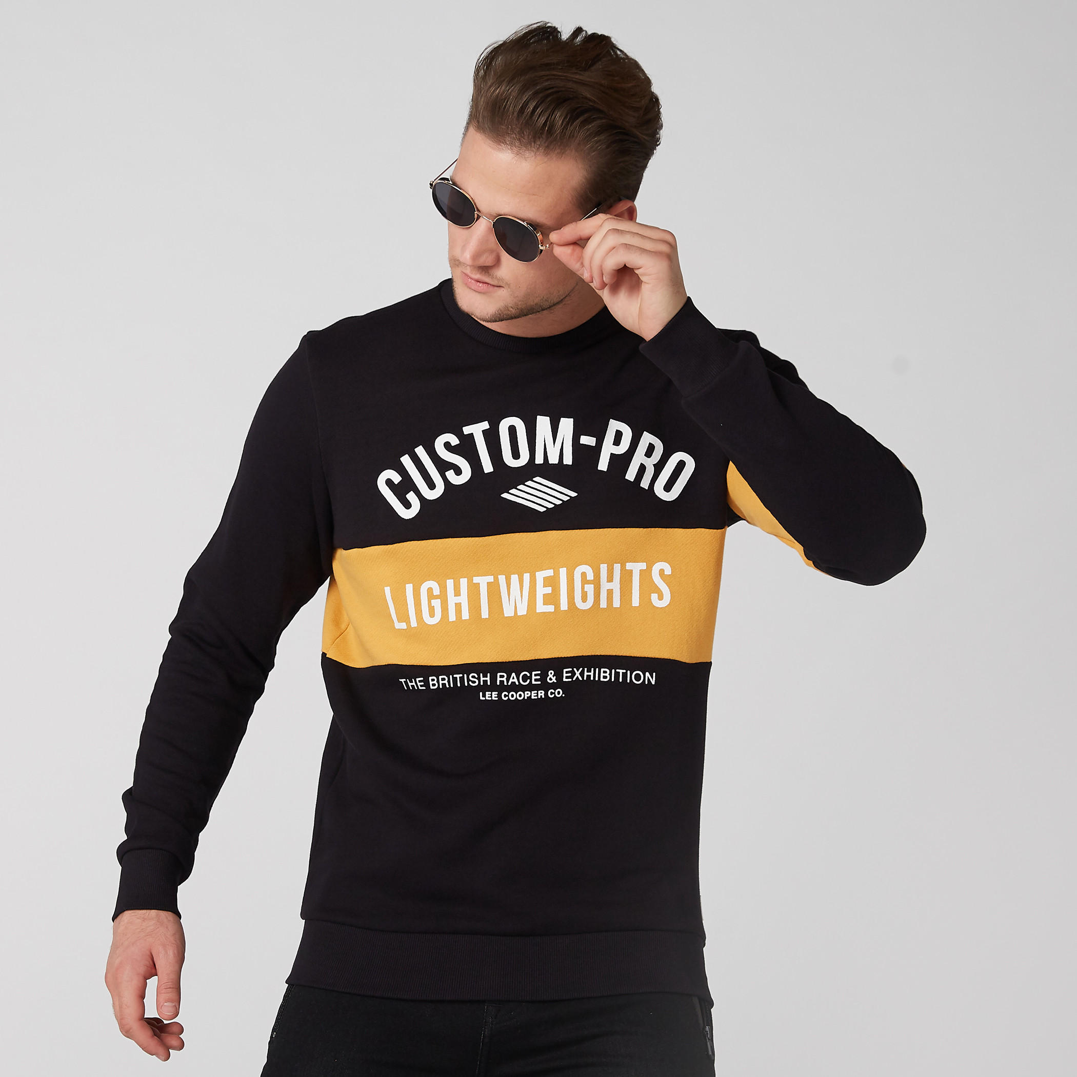 Lee Cooper Printed Cut and Sew Sweatshirt with Long Sleeves-men-winterwear-hoodiesandsweatshirts-image-1
