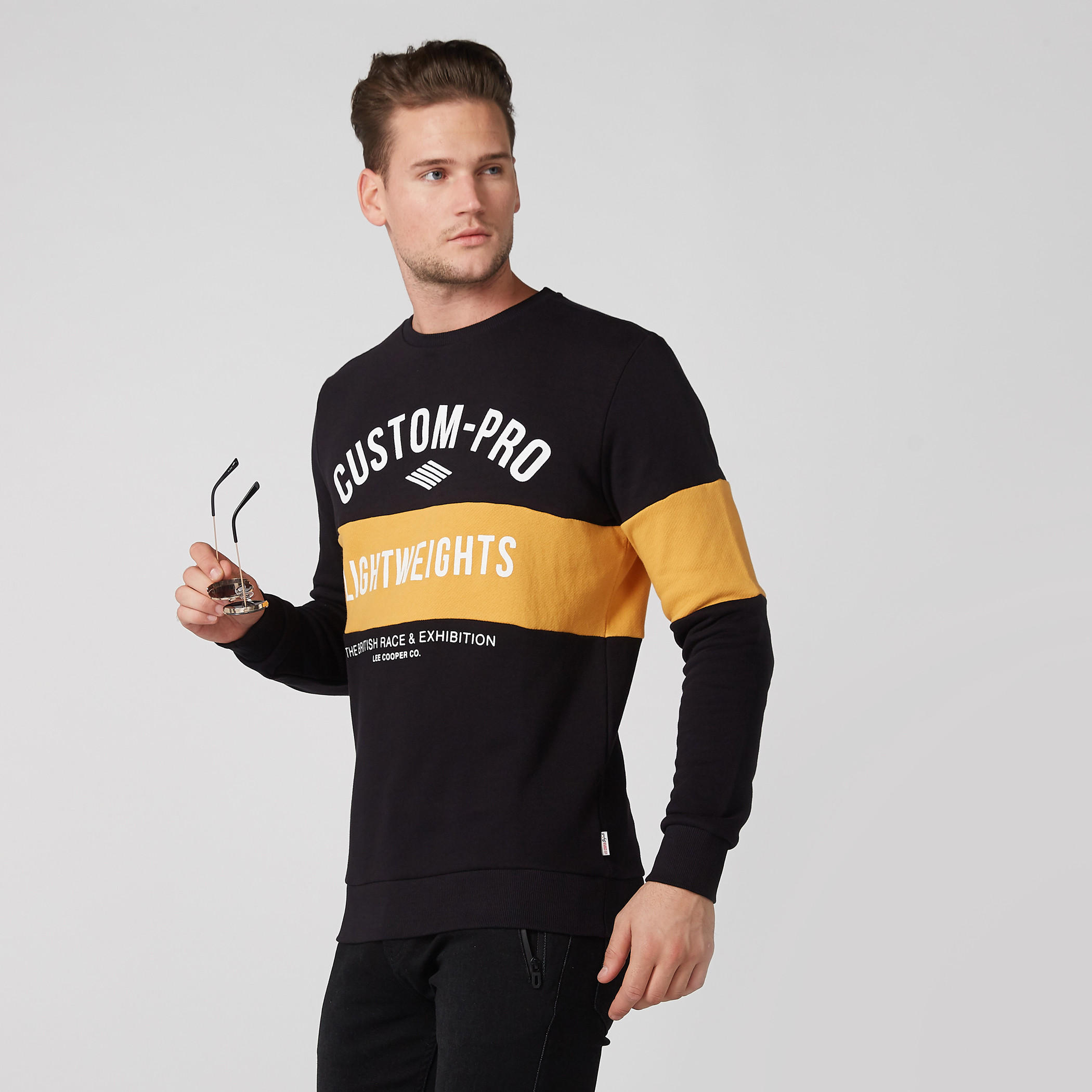 Lee Cooper Printed Cut and Sew Sweatshirt with Long Sleeves-men-winterwear-hoodiesandsweatshirts-image-3