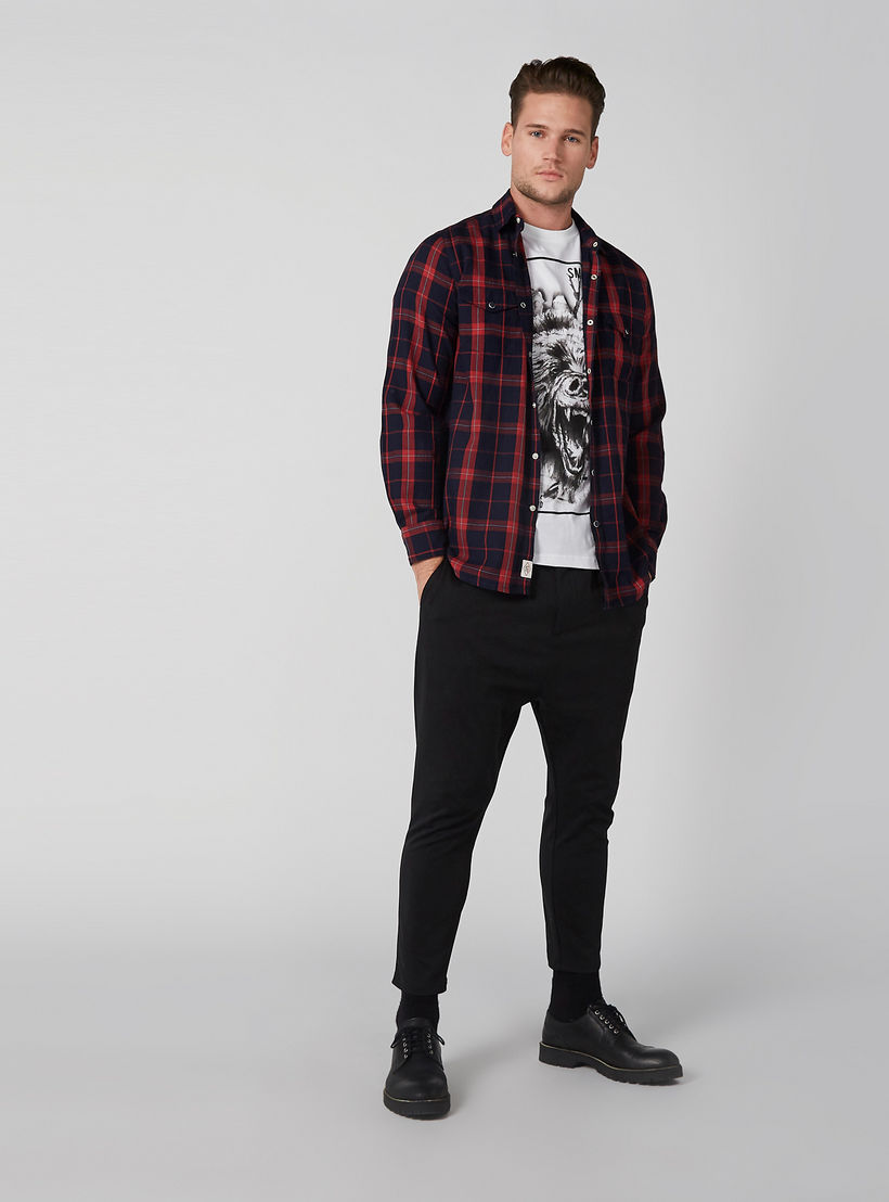 قميص كاروهات بأكمام طويلة وأزرار من لي كوبر-men-clothing-shirts-image-1