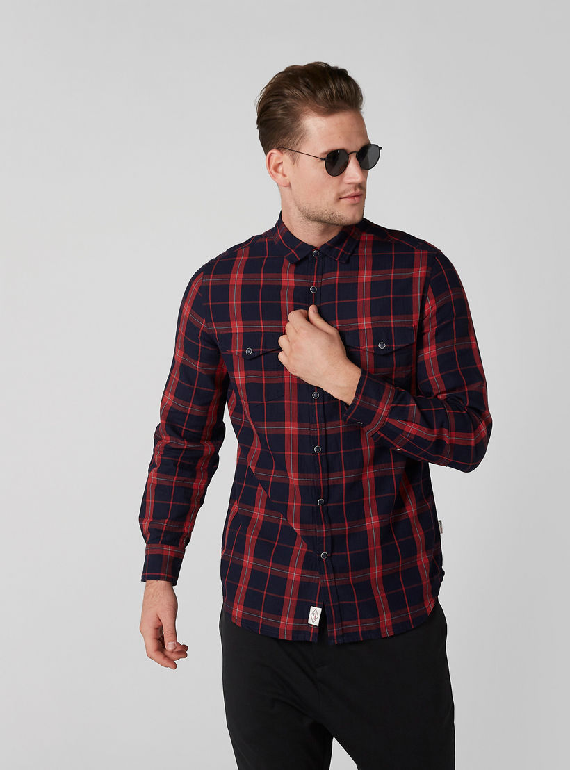 قميص كاروهات بأكمام طويلة وأزرار من لي كوبر-men-clothing-shirts-image-2