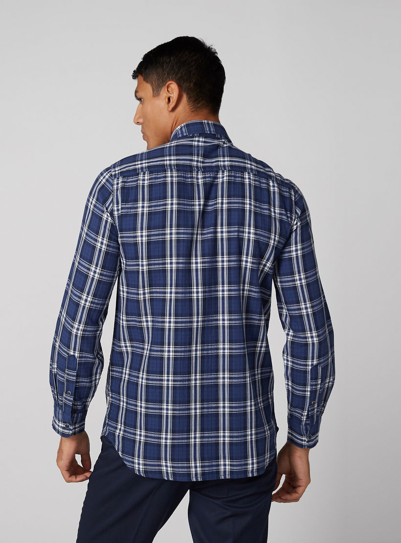 قميص كاروهات بأكمام طويلة وجيوب من لي كوبر-men-clothing-shirts-image-4