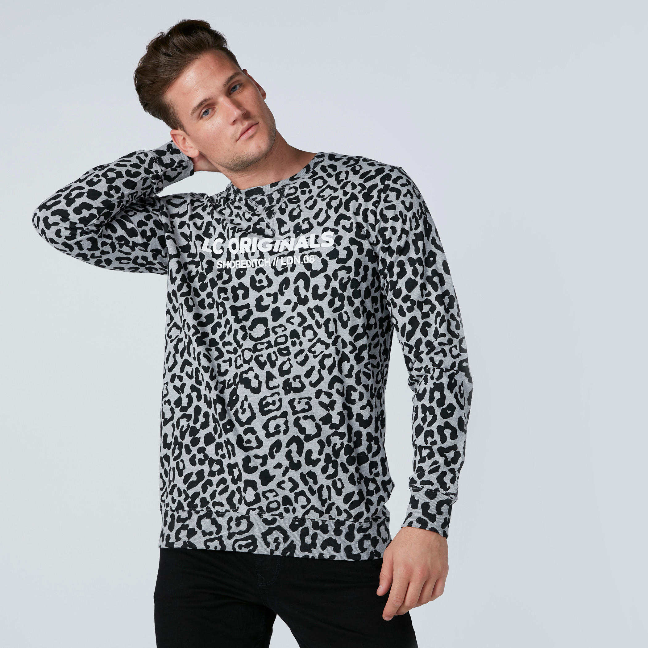 Printed Sweatshirt with Crew Neck and Long Sleeves-men-winterwear-hoodiesandsweatshirts-image-1