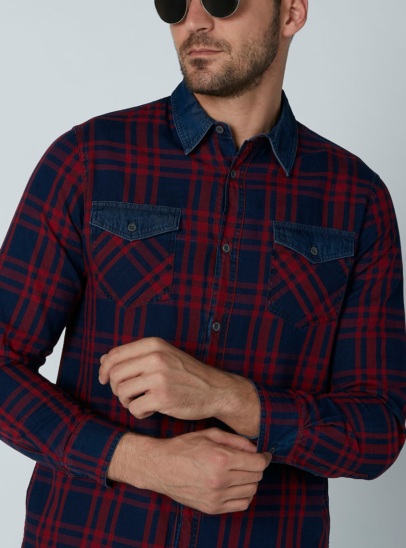 قميص كاروهات بأكمام طويلة وجيب-men-clothing-shirts-image-3