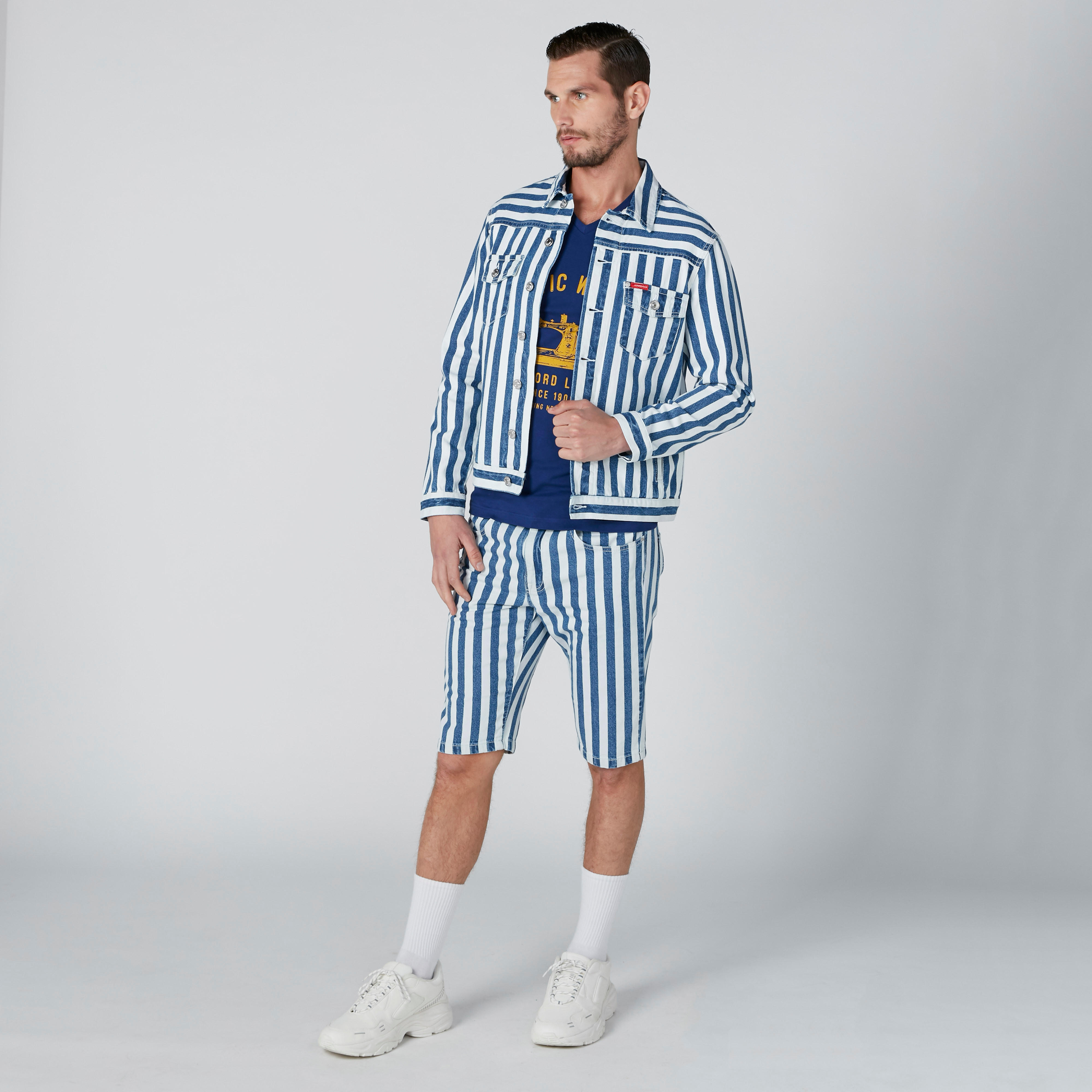 شورت مستدام دينم مقلّم بخصر متوسط الارتفاع وجيوب-men-clothing-bottoms-shorts-image-3