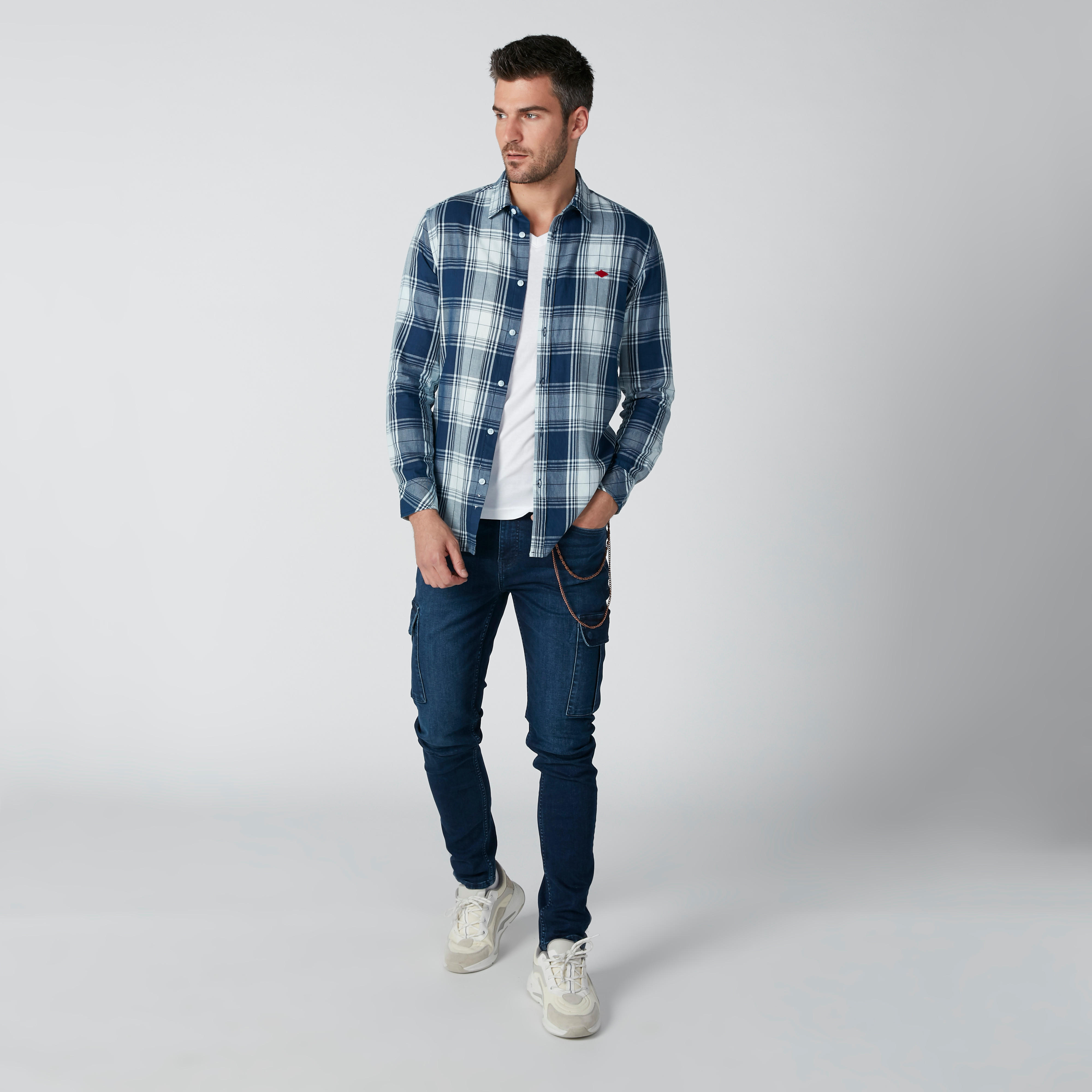 قميص مستدام كاروهات بأكمام طويلة-men-clothing-shirts-image-1