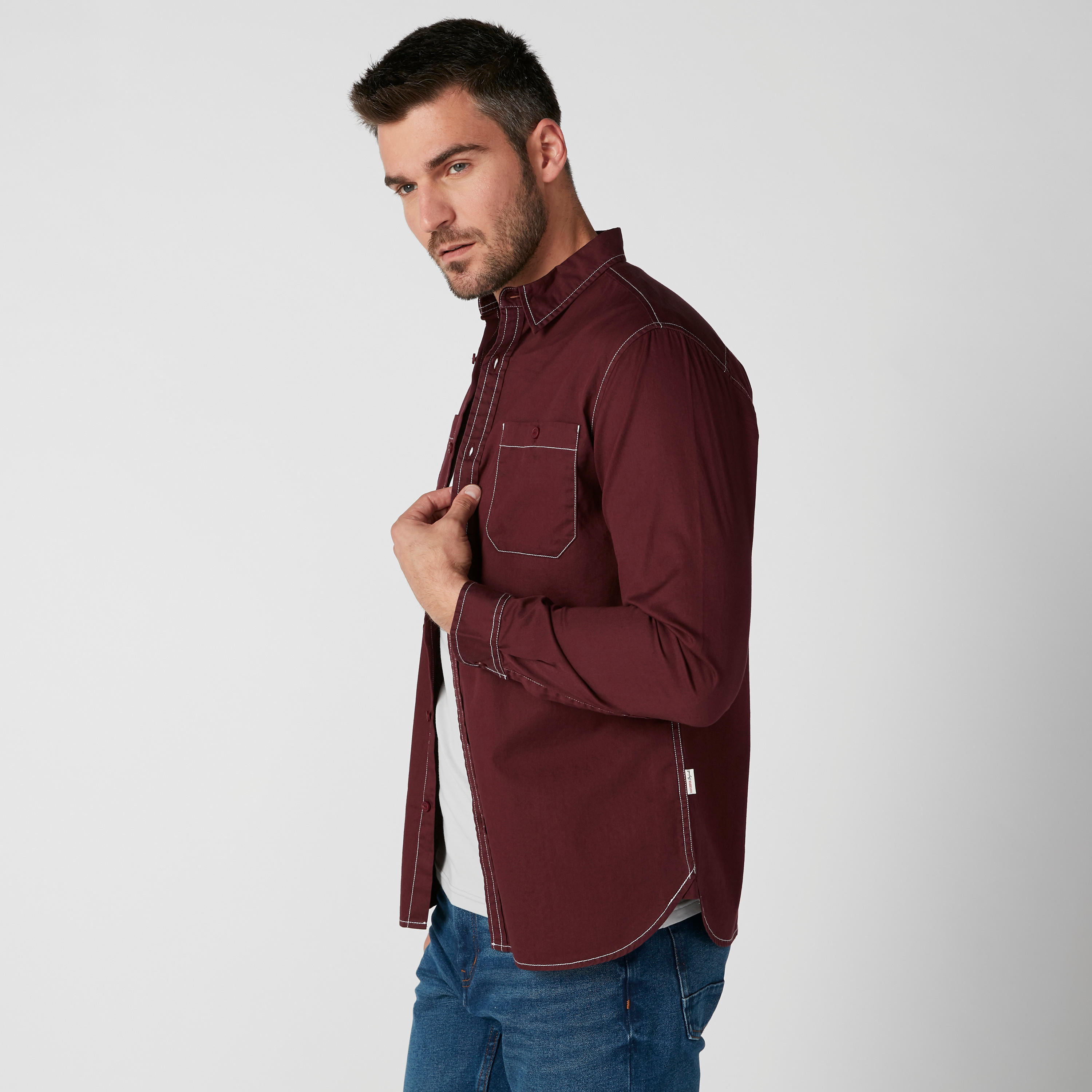 Sustainable Pocket Detail Shirt in Slim Fit with Long Sleeves-men-clothing-shirts-image-1