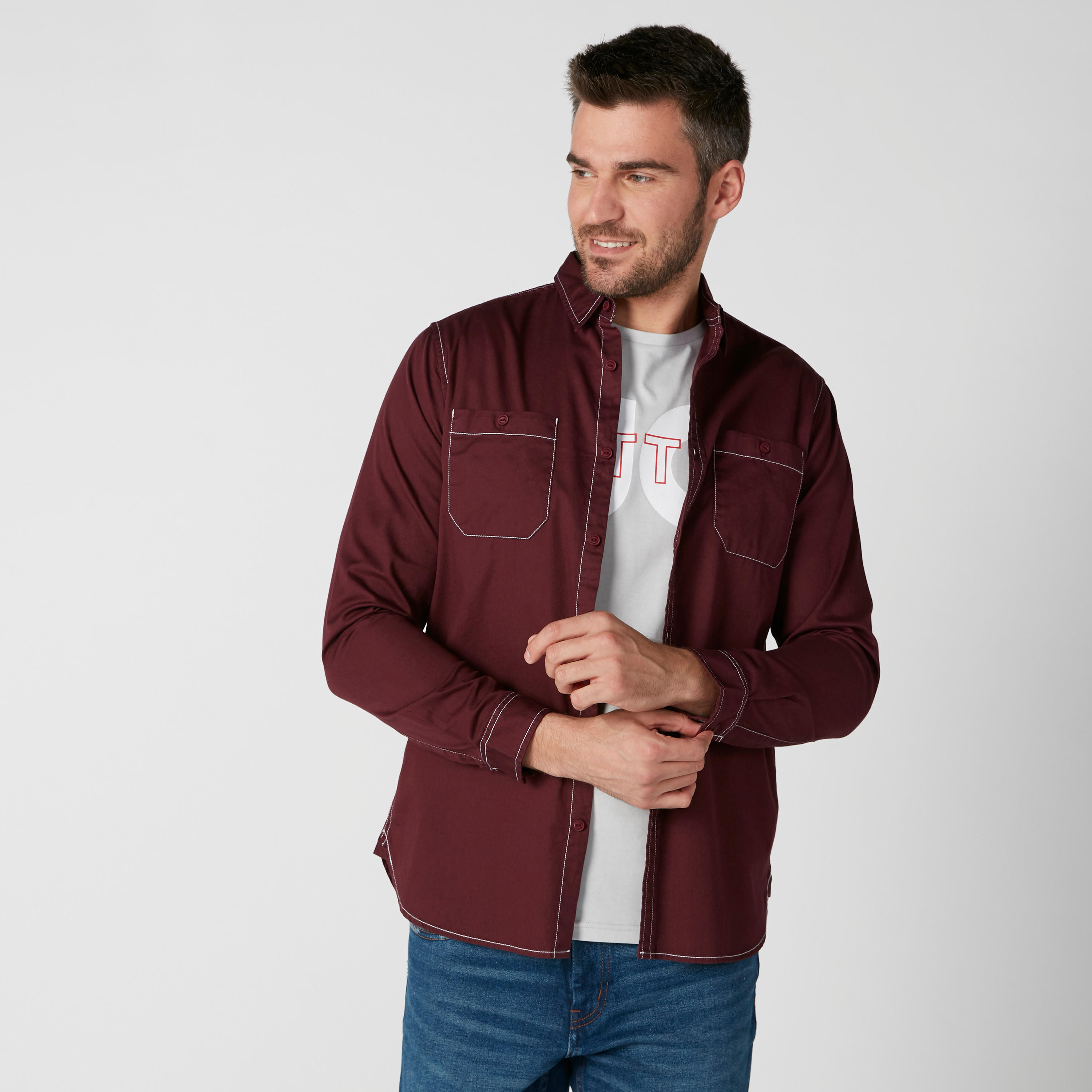 Sustainable Pocket Detail Shirt in Slim Fit with Long Sleeves-men-clothing-shirts-image-4