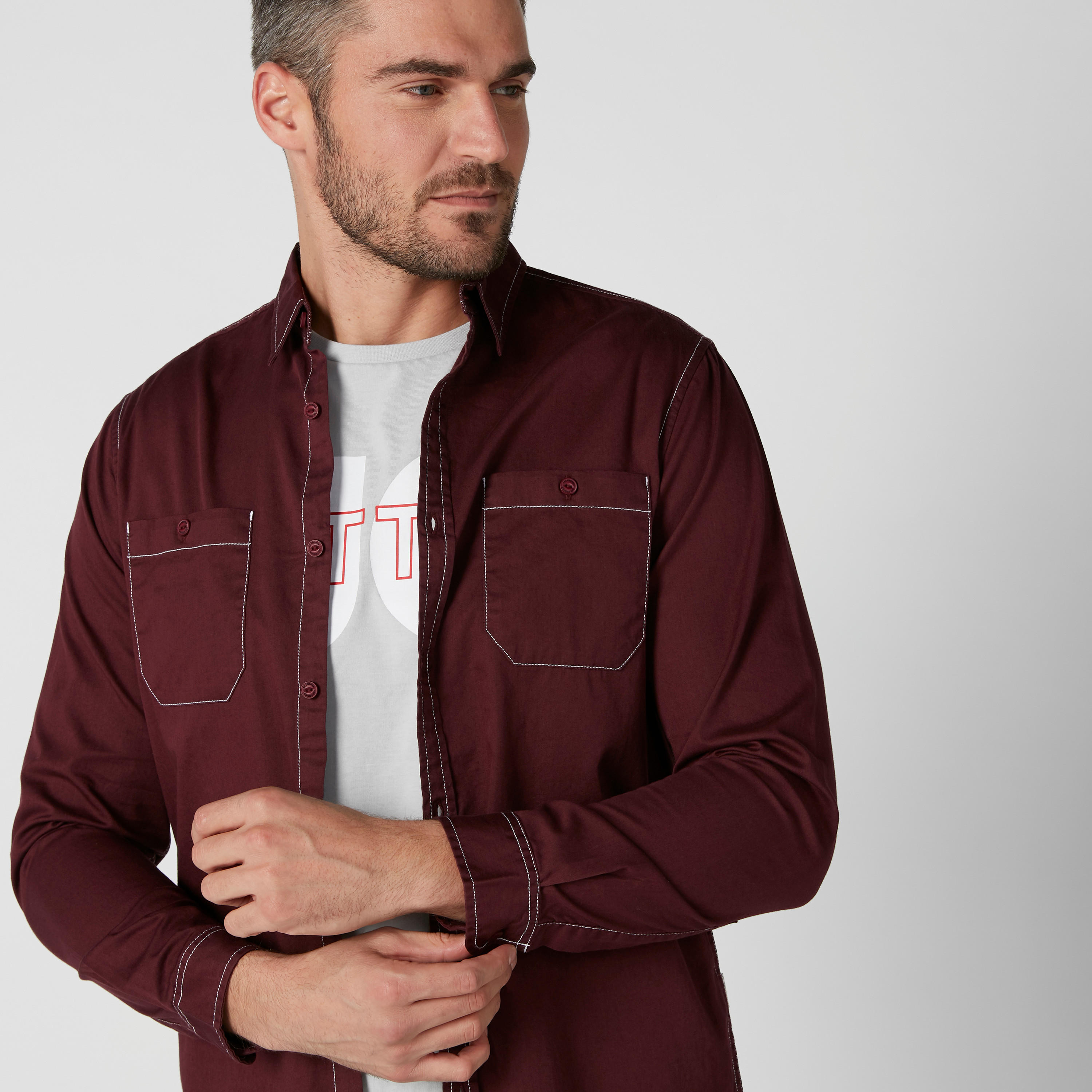 Sustainable Pocket Detail Shirt in Slim Fit with Long Sleeves-men-clothing-shirts-image-5