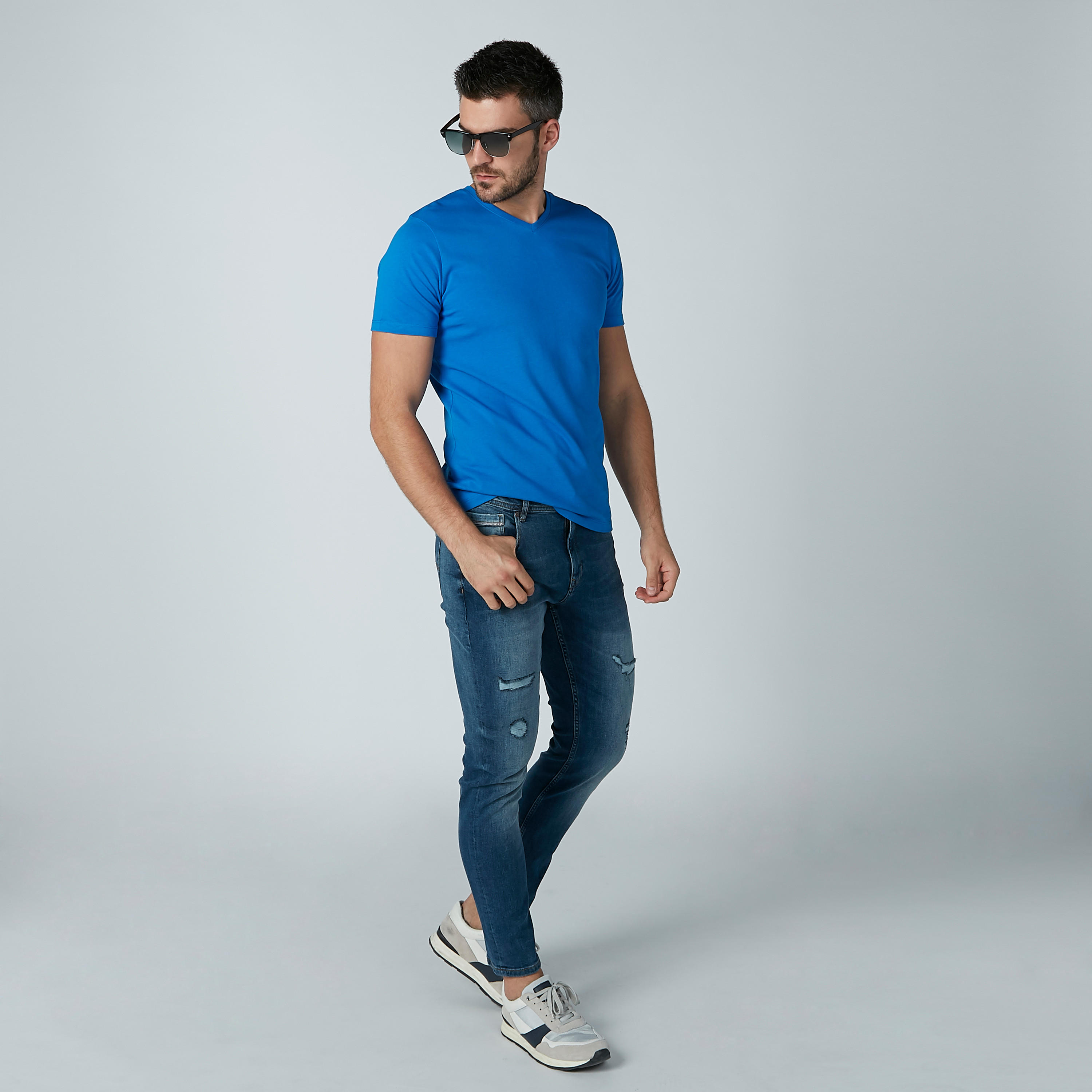 بنطال جينز طويل مضلّع بحلقات للحزام وجيوب من لي كوبر-men-clothing-bottoms-jeans-image-1