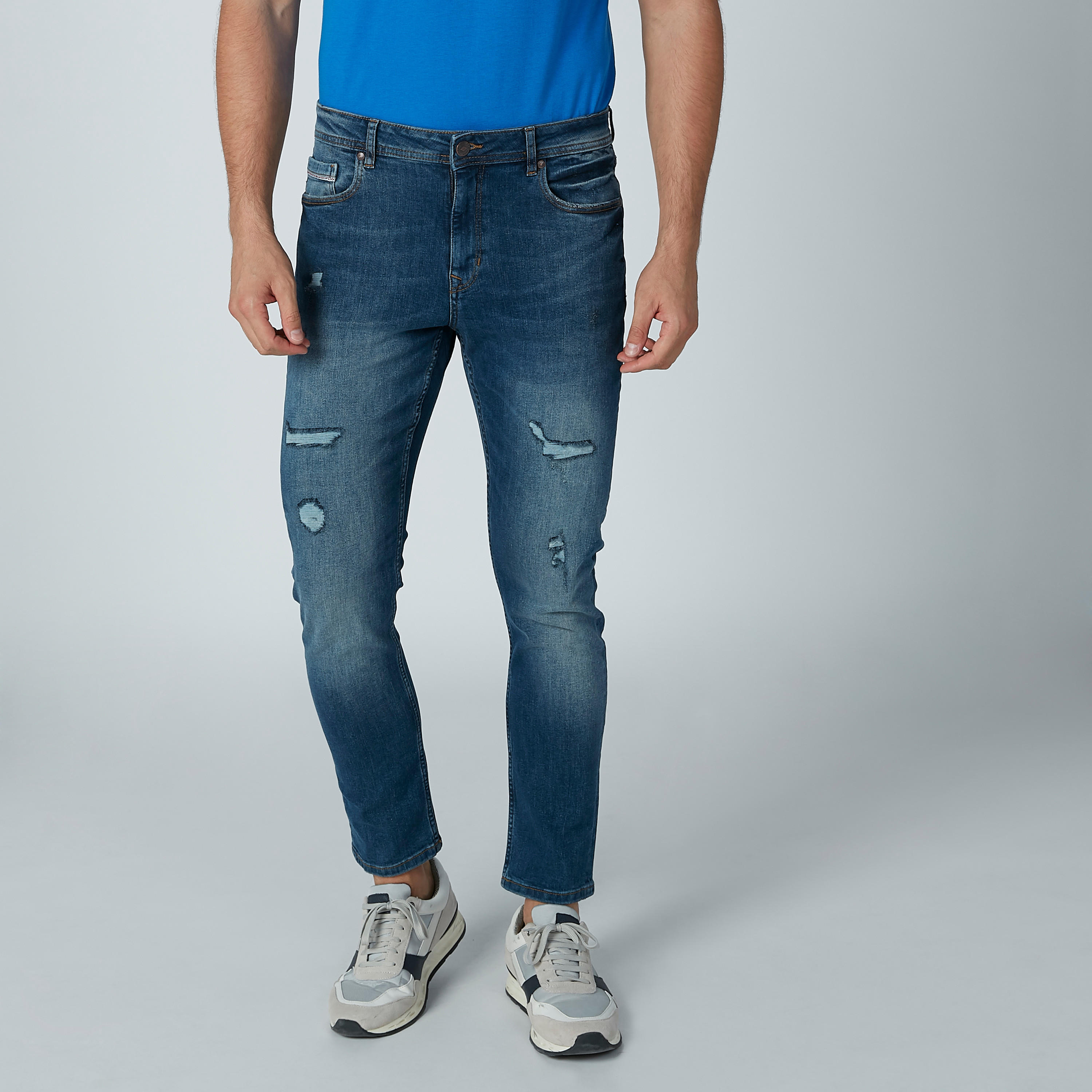 بنطال جينز طويل مضلّع بحلقات للحزام وجيوب من لي كوبر-men-clothing-bottoms-jeans-image-2