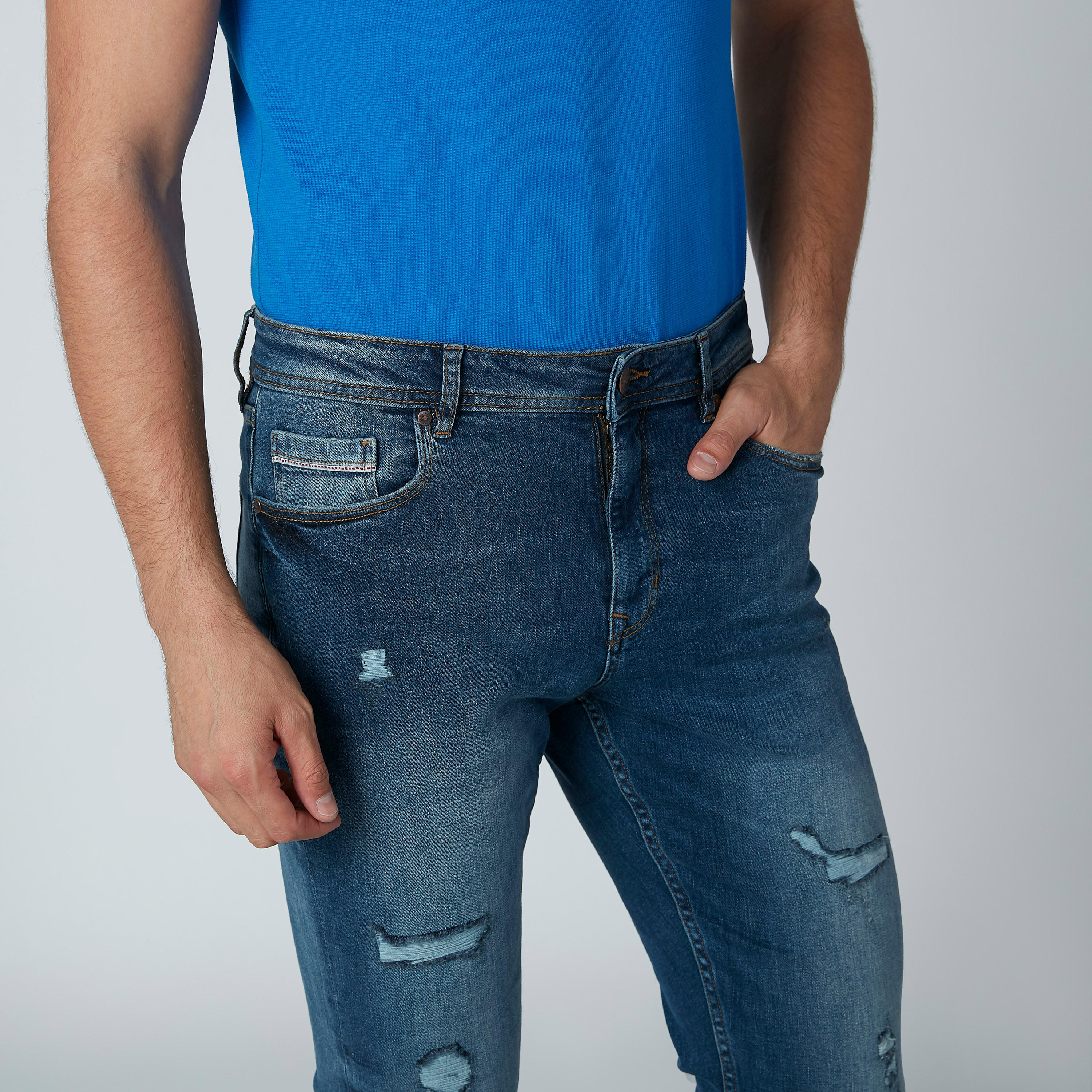 بنطال جينز طويل مضلّع بحلقات للحزام وجيوب من لي كوبر-men-clothing-bottoms-jeans-image-3