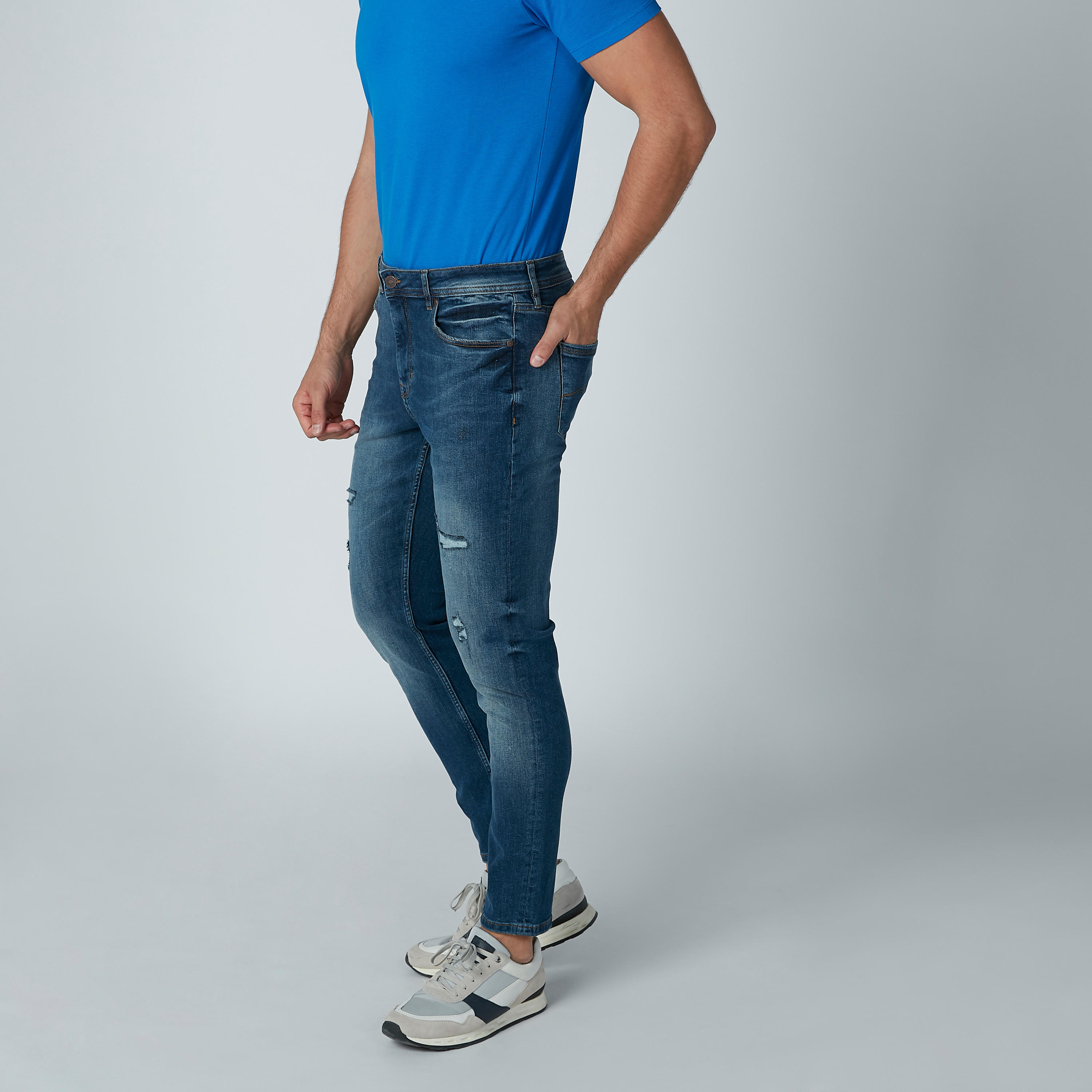 بنطال جينز طويل مضلّع بحلقات للحزام وجيوب من لي كوبر-men-clothing-bottoms-jeans-image-4