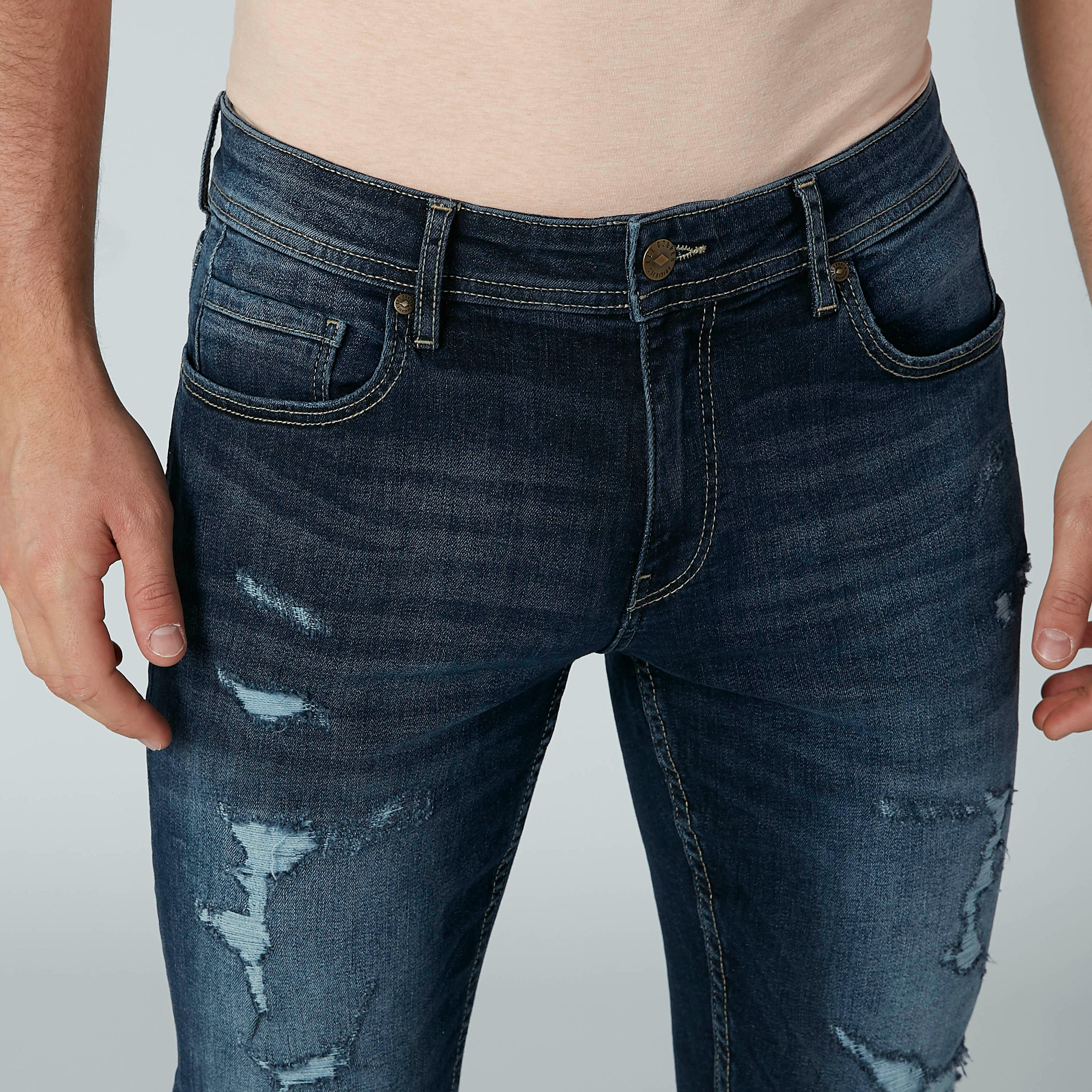 Lee Cooper Ripped Jeans in Slim Fit with Belt Loops-men-clothing-bottoms-jeans-image-2