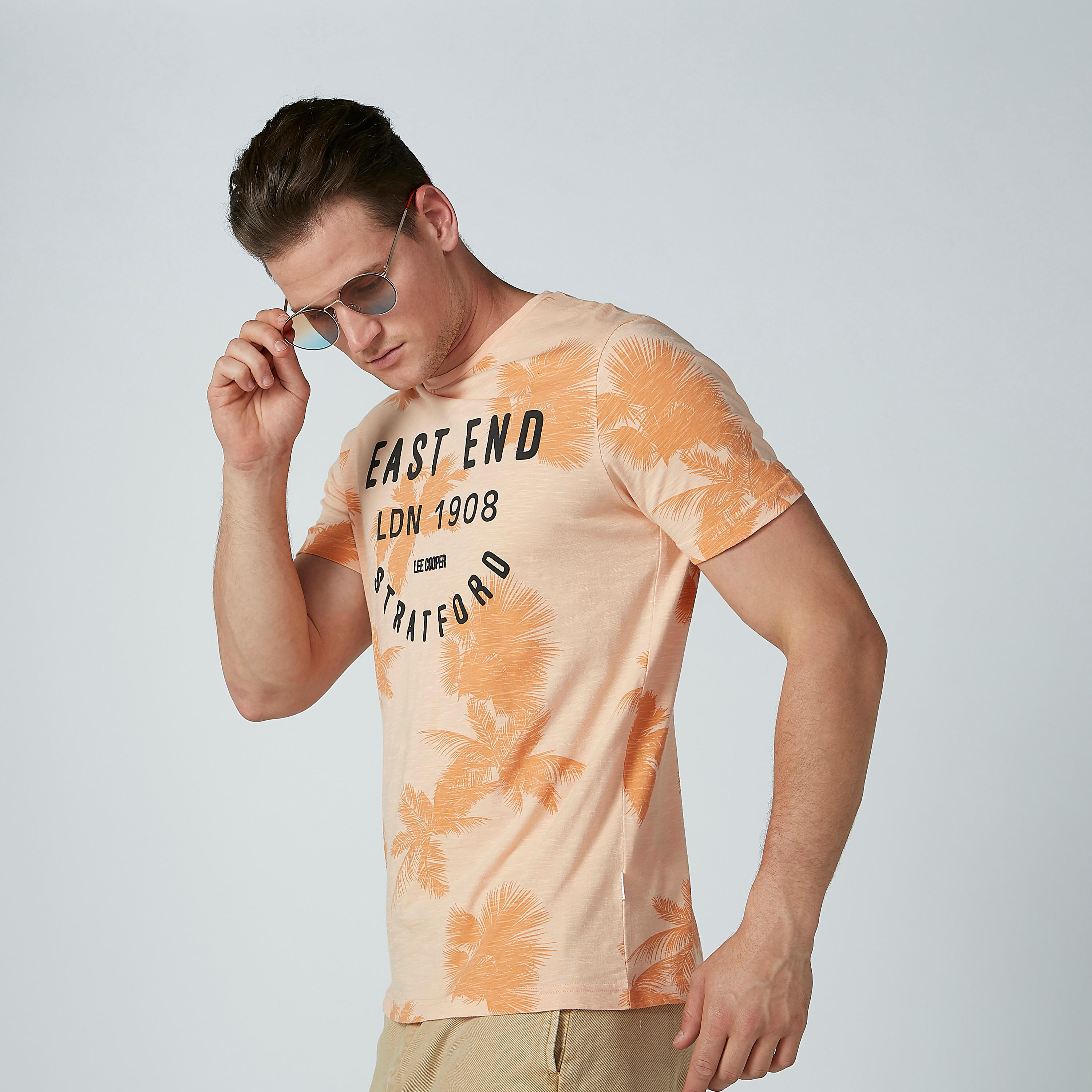 Lee Cooper Printed T-shirt with Crew Neck and Short Sleeves-men-clothing-tshirtsandpolos-tshirts-image-1