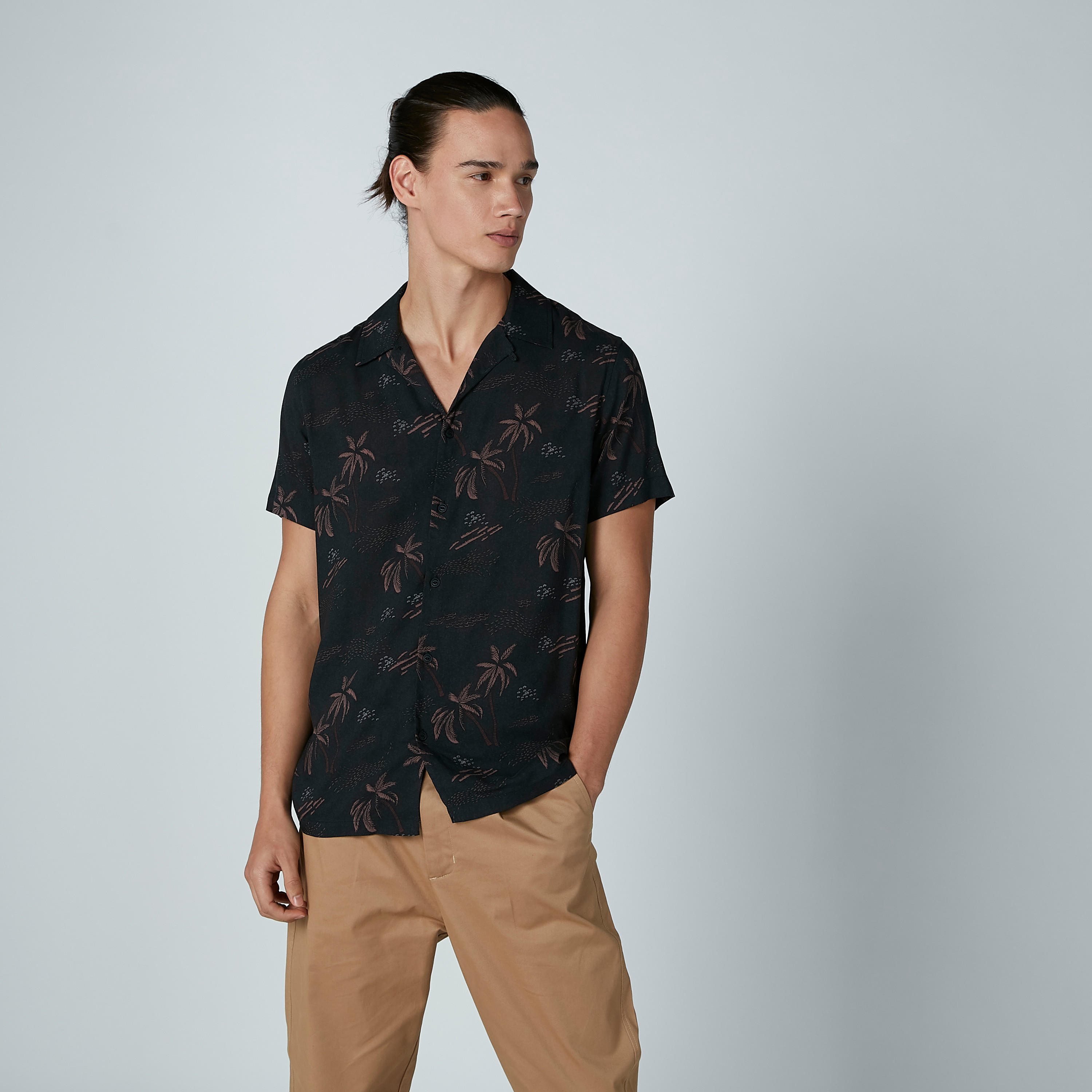 Lee Cooper Printed Shirt with Short Sleeves-men-clothing-shirts-image-1