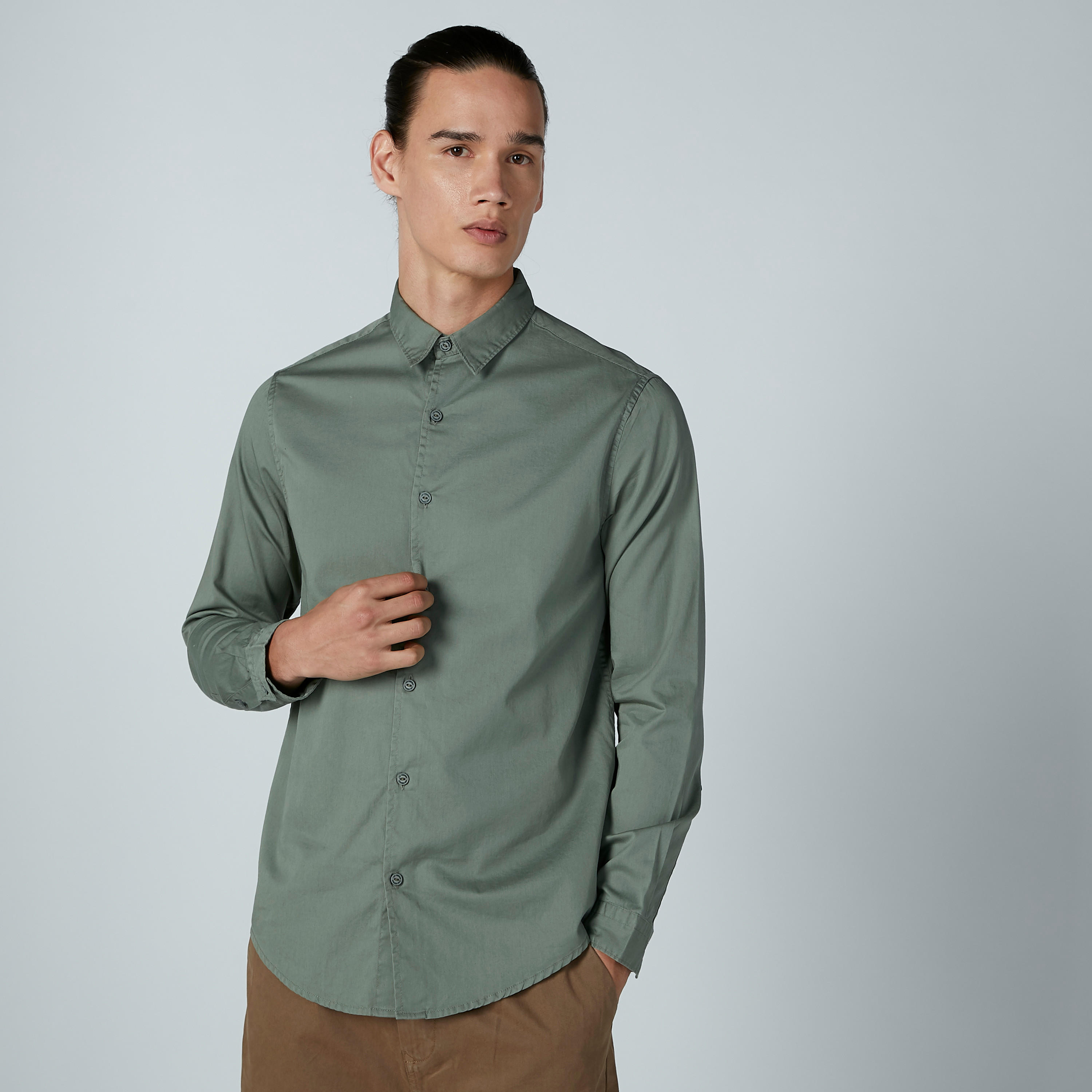 قميص رسمي سادة بأكمام طويلة وحوّاف منحنية من لي كوبر-men-clothing-shirts-image-3
