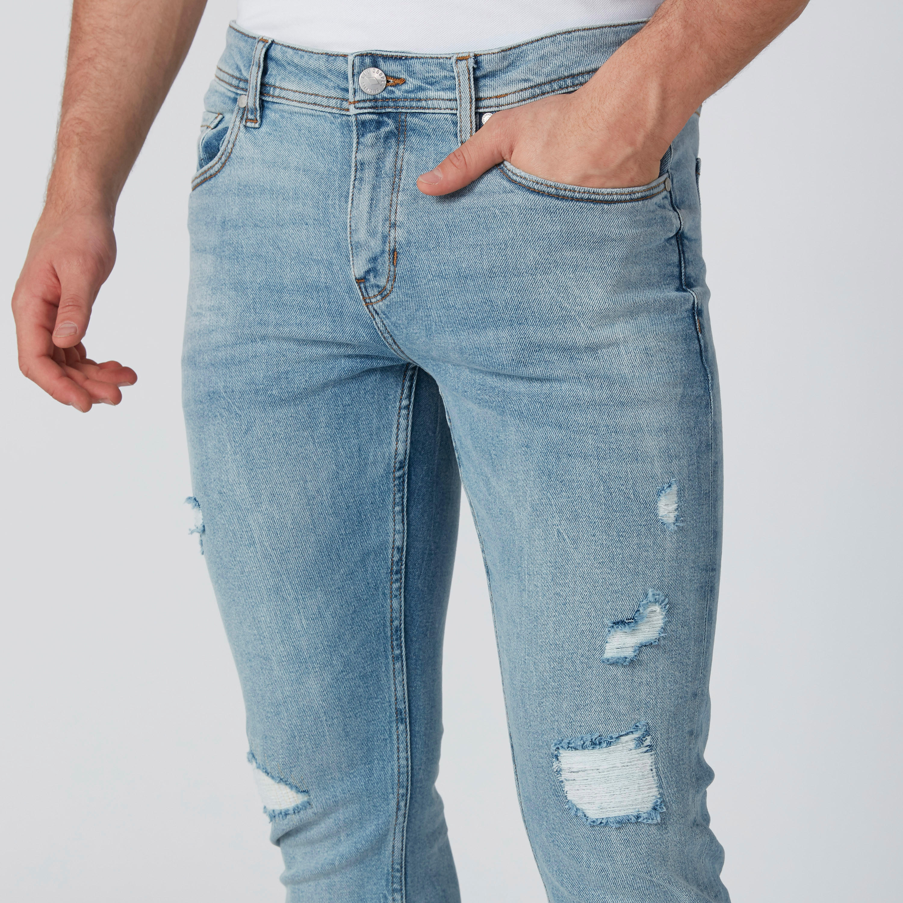 بنطال جينز بتصميم ممزّق وزر إغلاق وجيوب من لي كوبر-men-clothing-bottoms-jeans-image-4