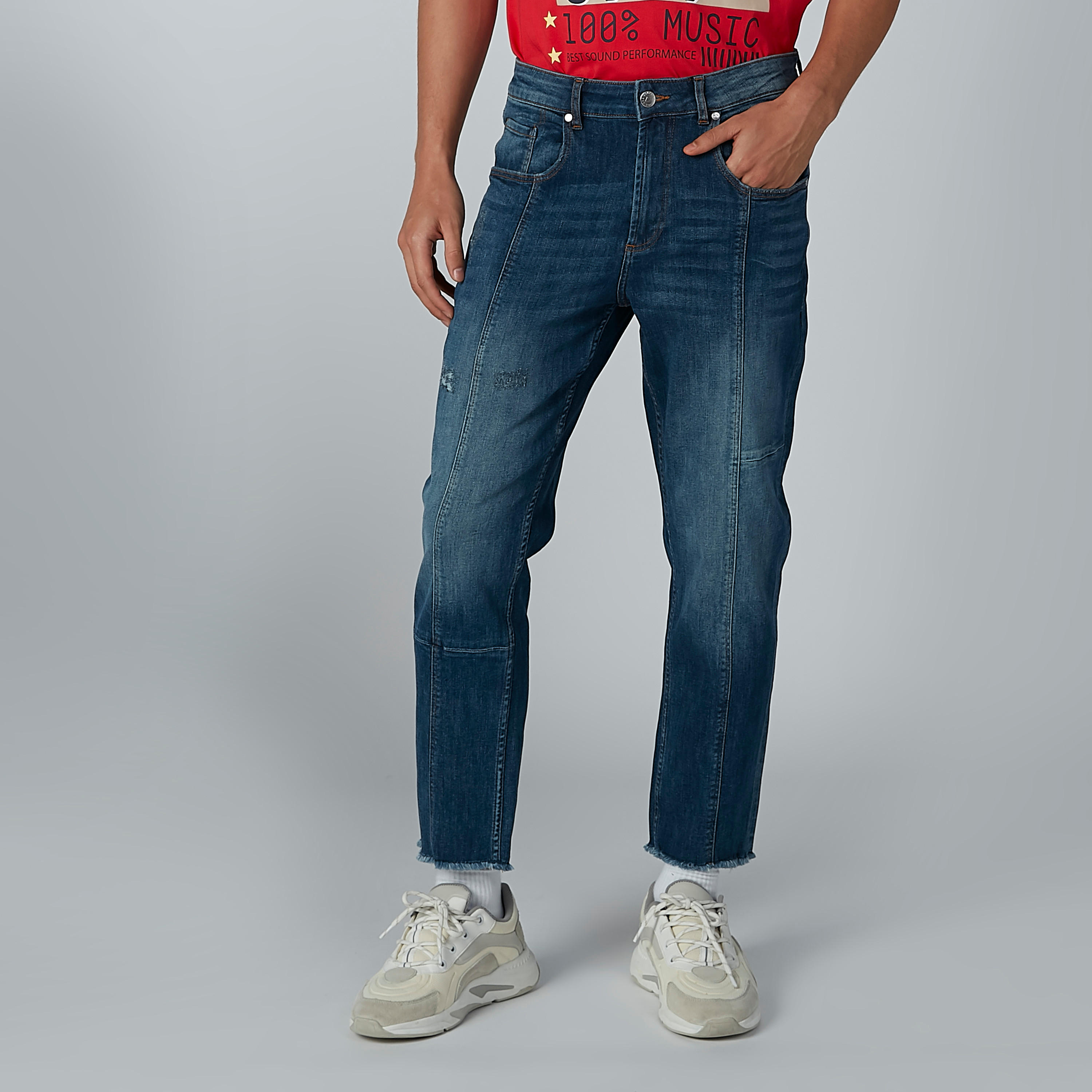 بنطال جينز طويل بجيوب وحلقات للحزام من لي كوبر-men-clothing-bottoms-jeans-image-1