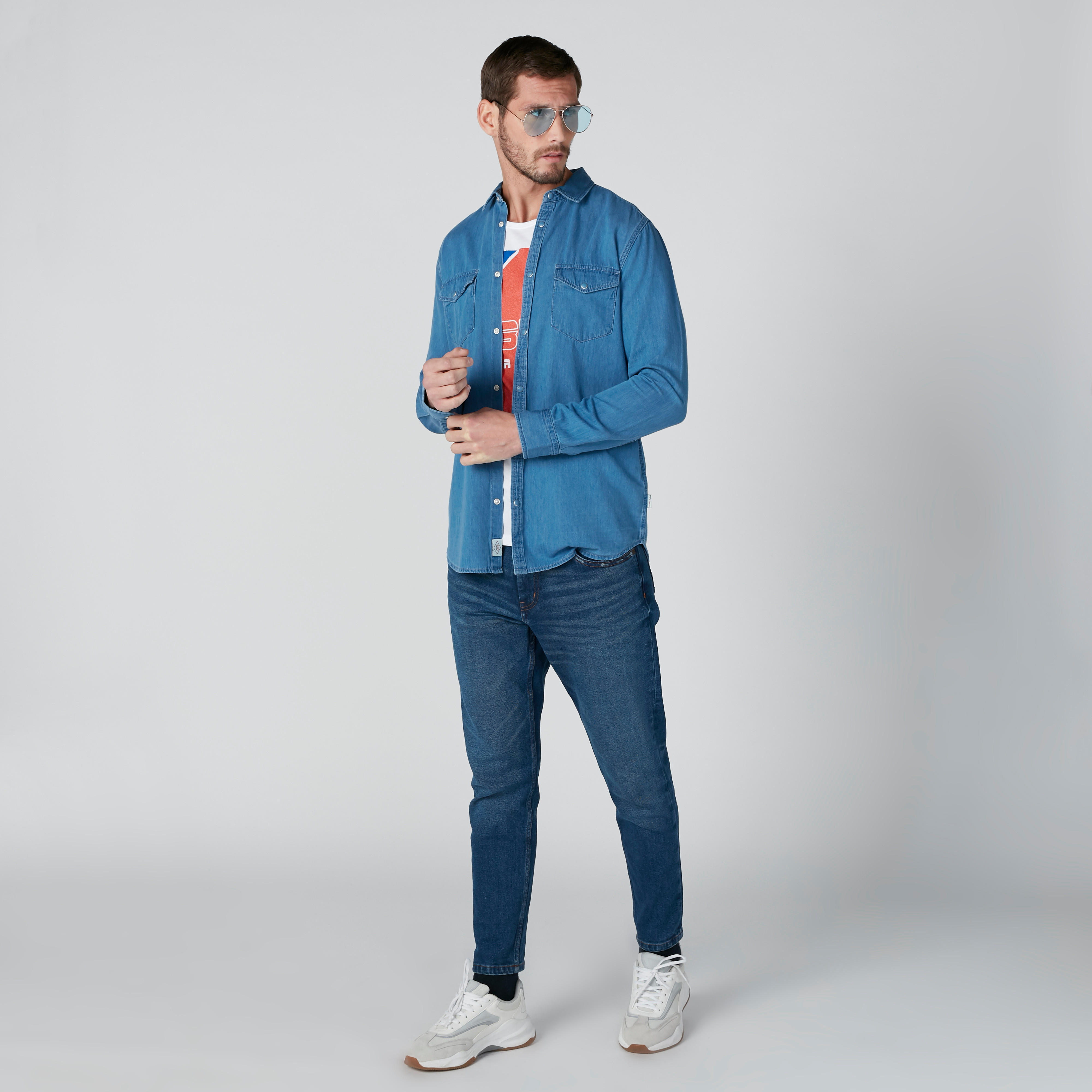 قميص بأكمام طويلة وجيوب من لي كوبر-men-clothing-shirts-image-3