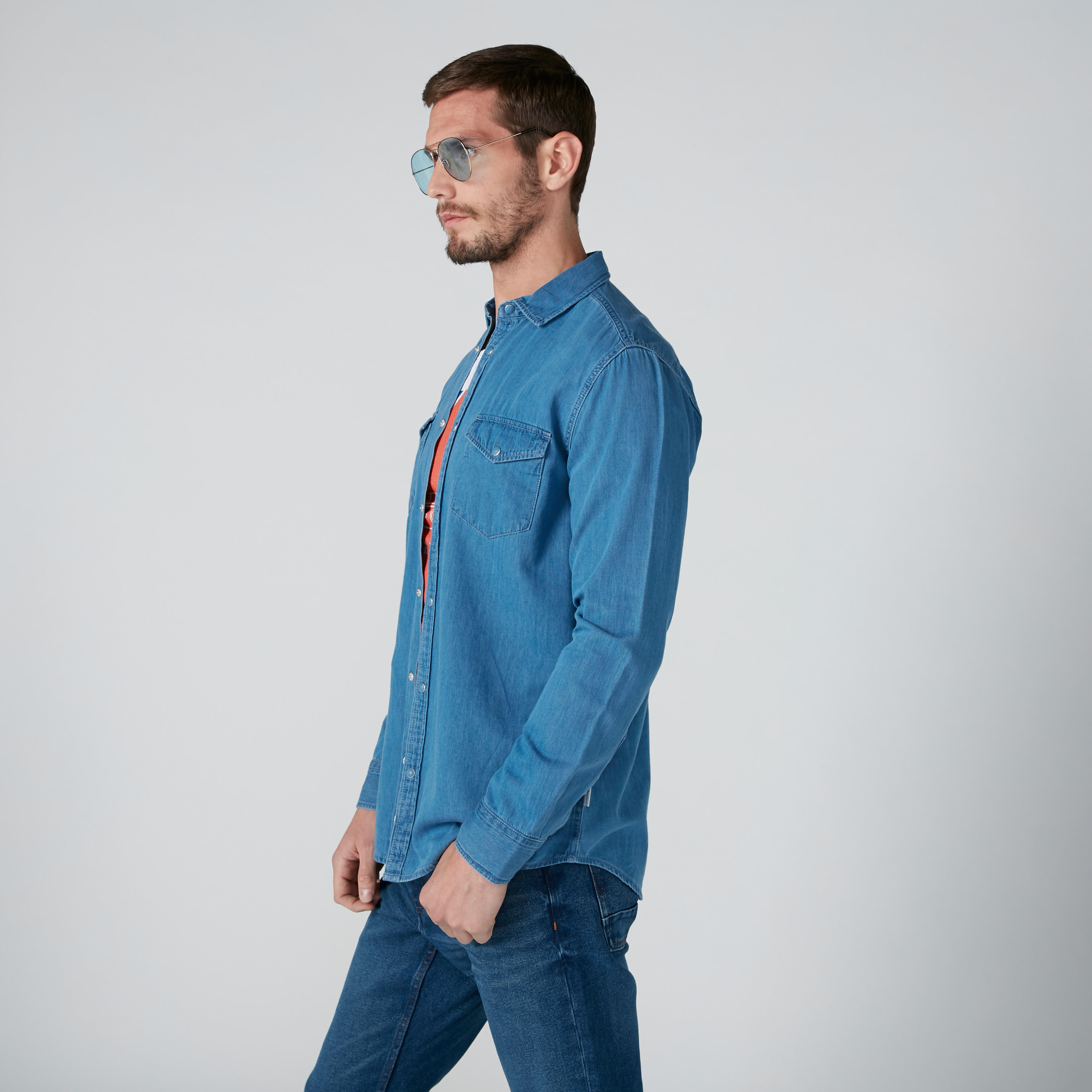 قميص بأكمام طويلة وجيوب من لي كوبر-men-clothing-shirts-image-4