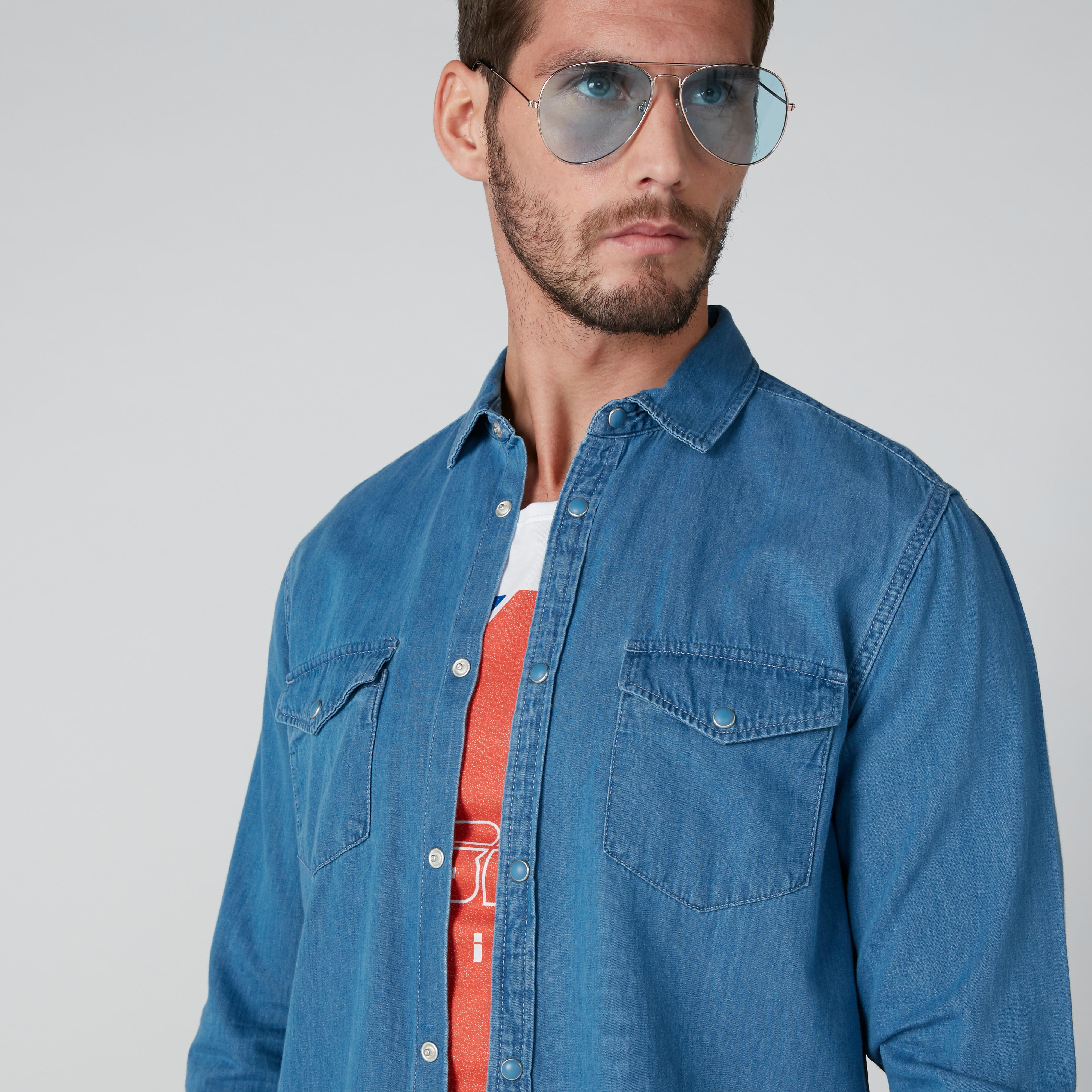 قميص بأكمام طويلة وجيوب من لي كوبر-men-clothing-shirts-image-5