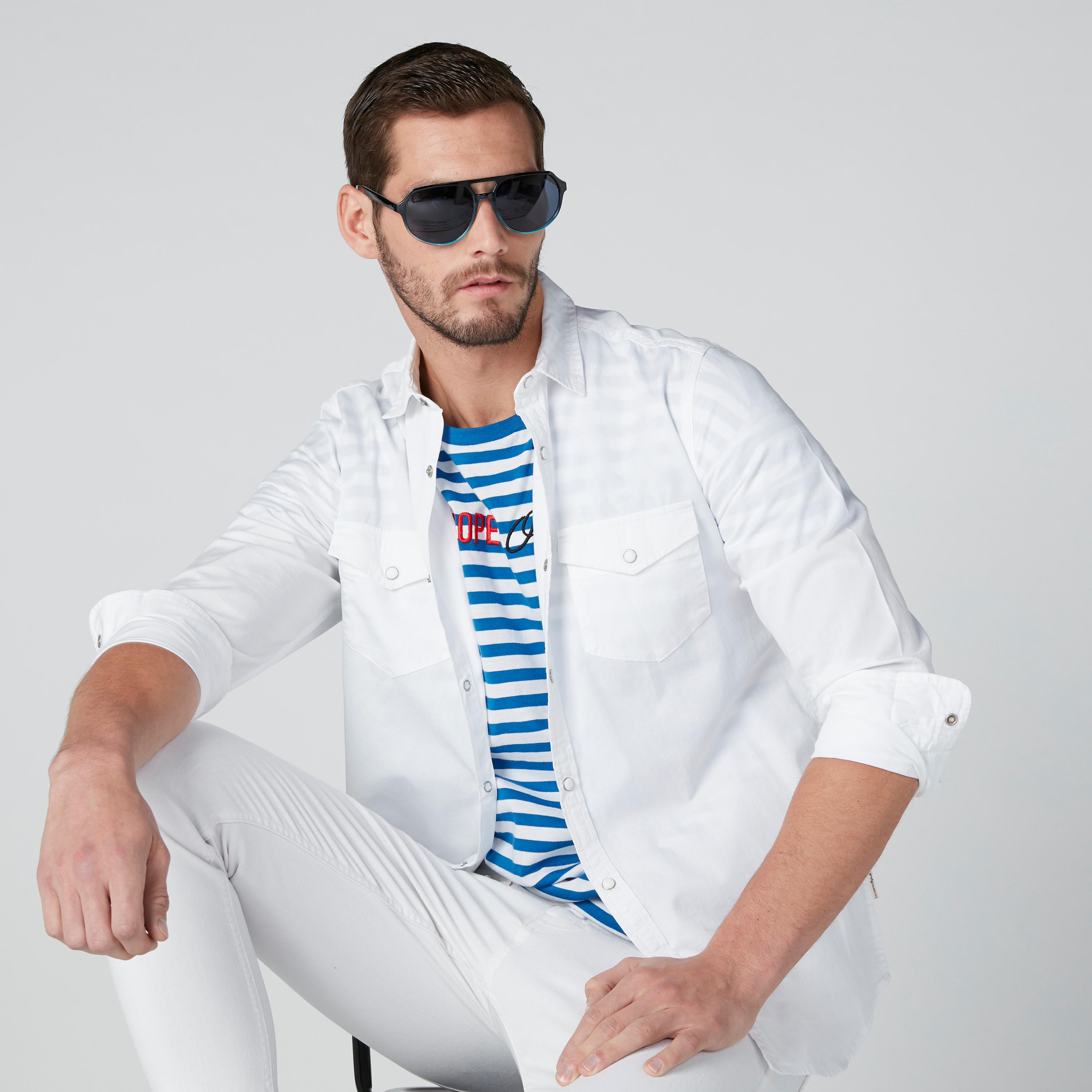 قميص بأكمام طويلة وجيوب من لي كوبر-men-clothing-shirts-image-1