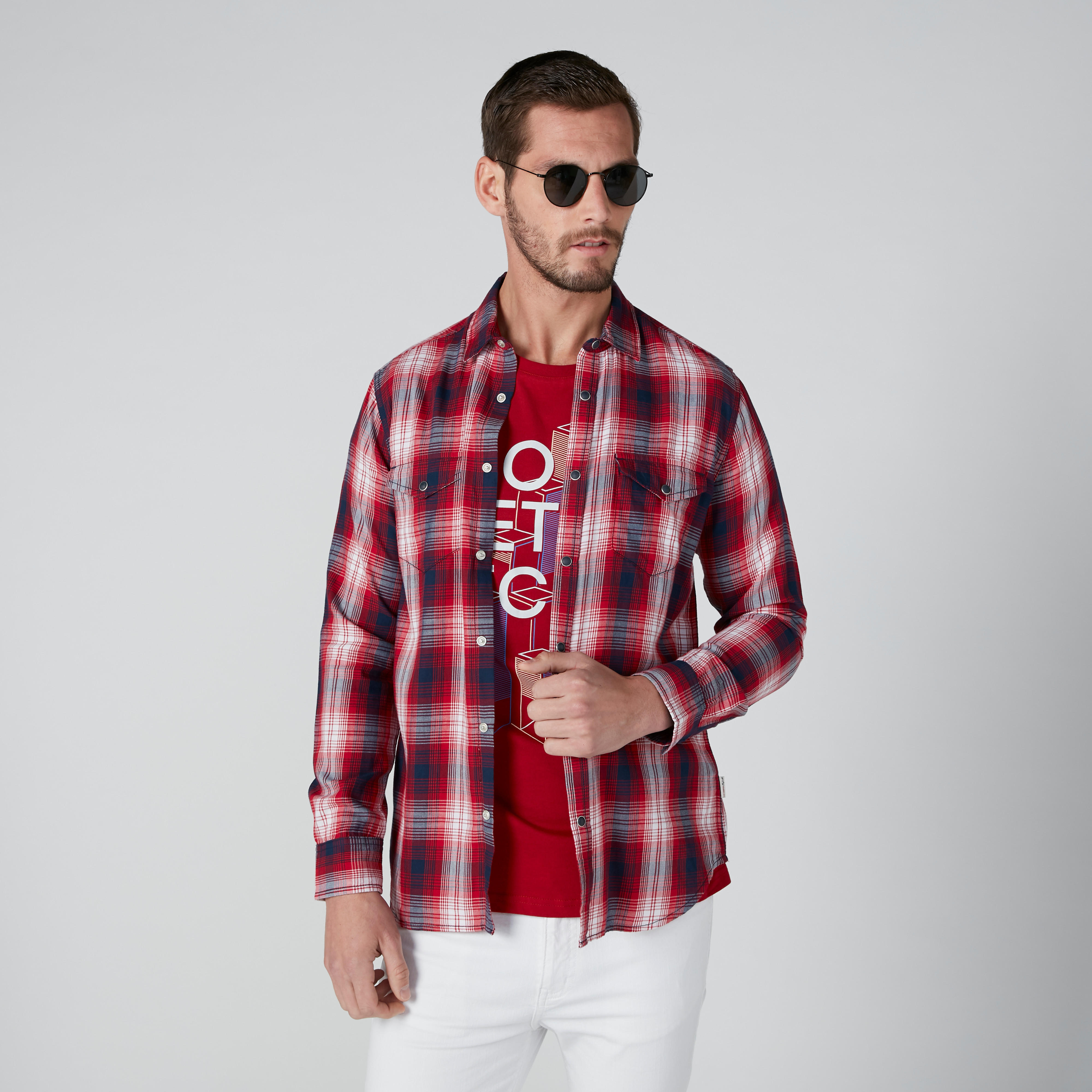 قميص كاروهات بأكمام طويلة وجيب من لي كوبر-men-clothing-shirts-image-5