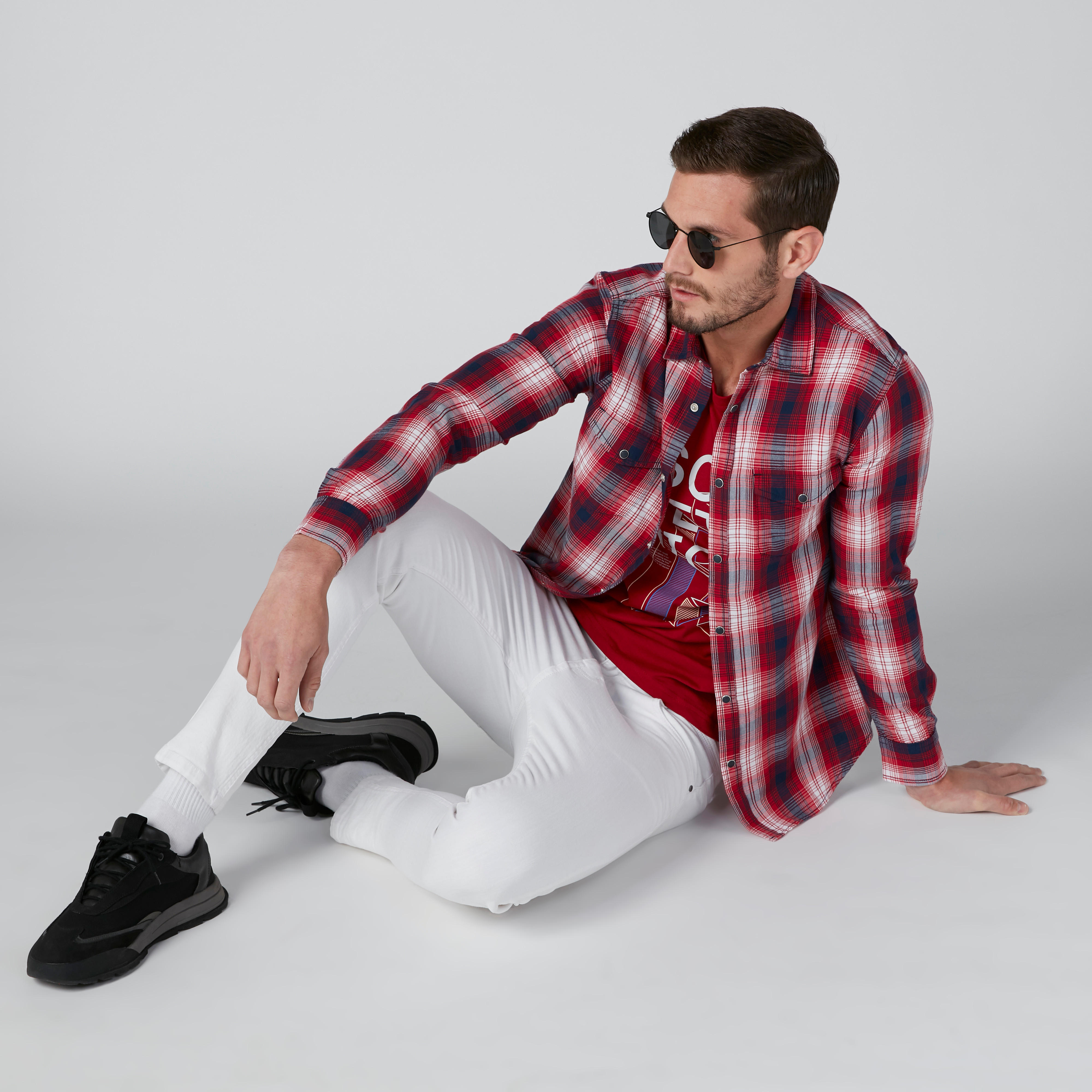 قميص كاروهات بأكمام طويلة وجيب من لي كوبر-men-clothing-shirts-image-4