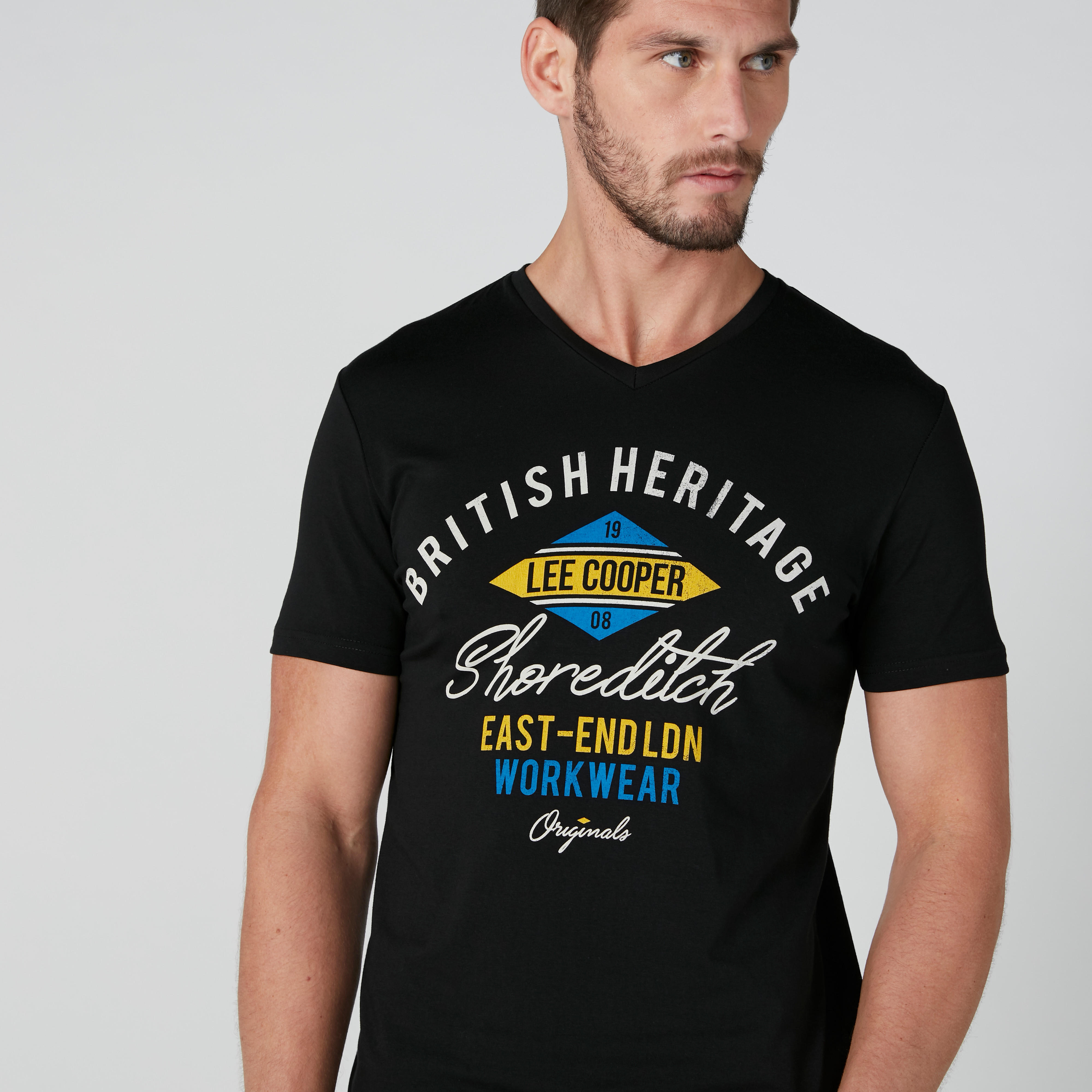 تيشيرت بقصّة عادية وياقة فولت وطبعات من لي كوبر-men-clothing-tshirtsandpolos-tshirts-image-4