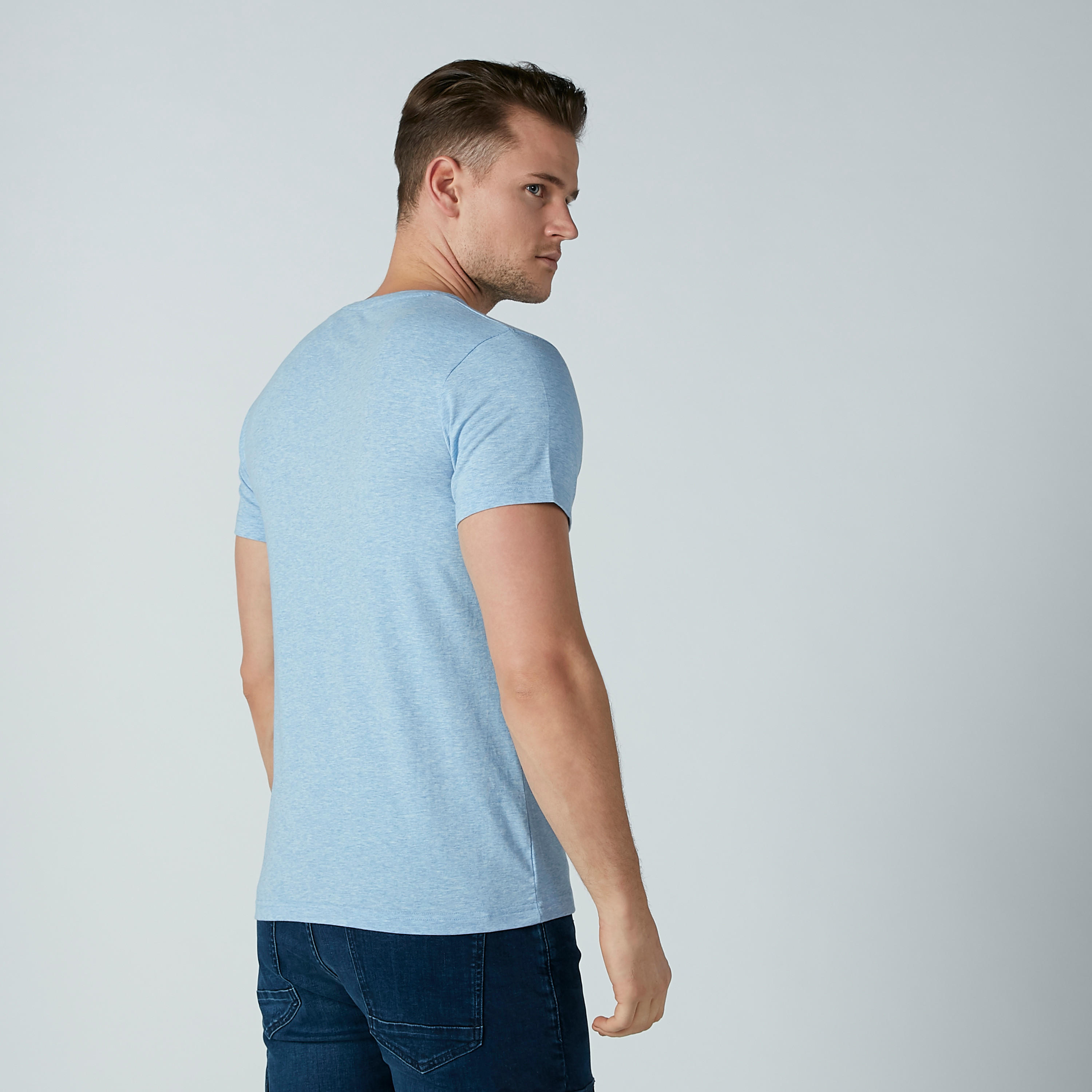 Lee Cooper Solid T-Shirt with Round Neck and Short Sleeves-men-clothing-tshirtsandpolos-tshirts-image-3