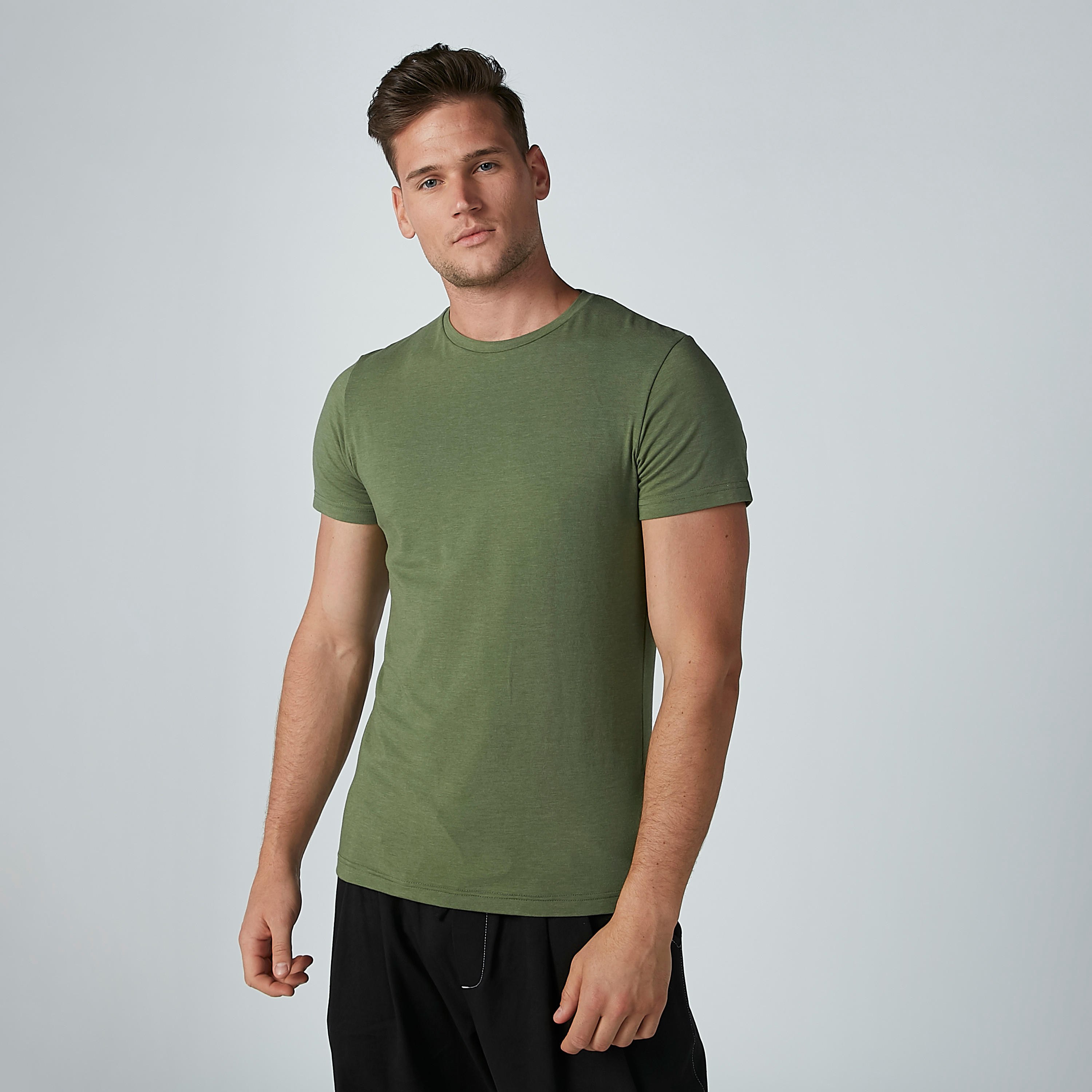 Lee Cooper Plain T-shirt with Round Neck and Short Sleeves-men-clothing-tshirtsandpolos-tshirts-image-3