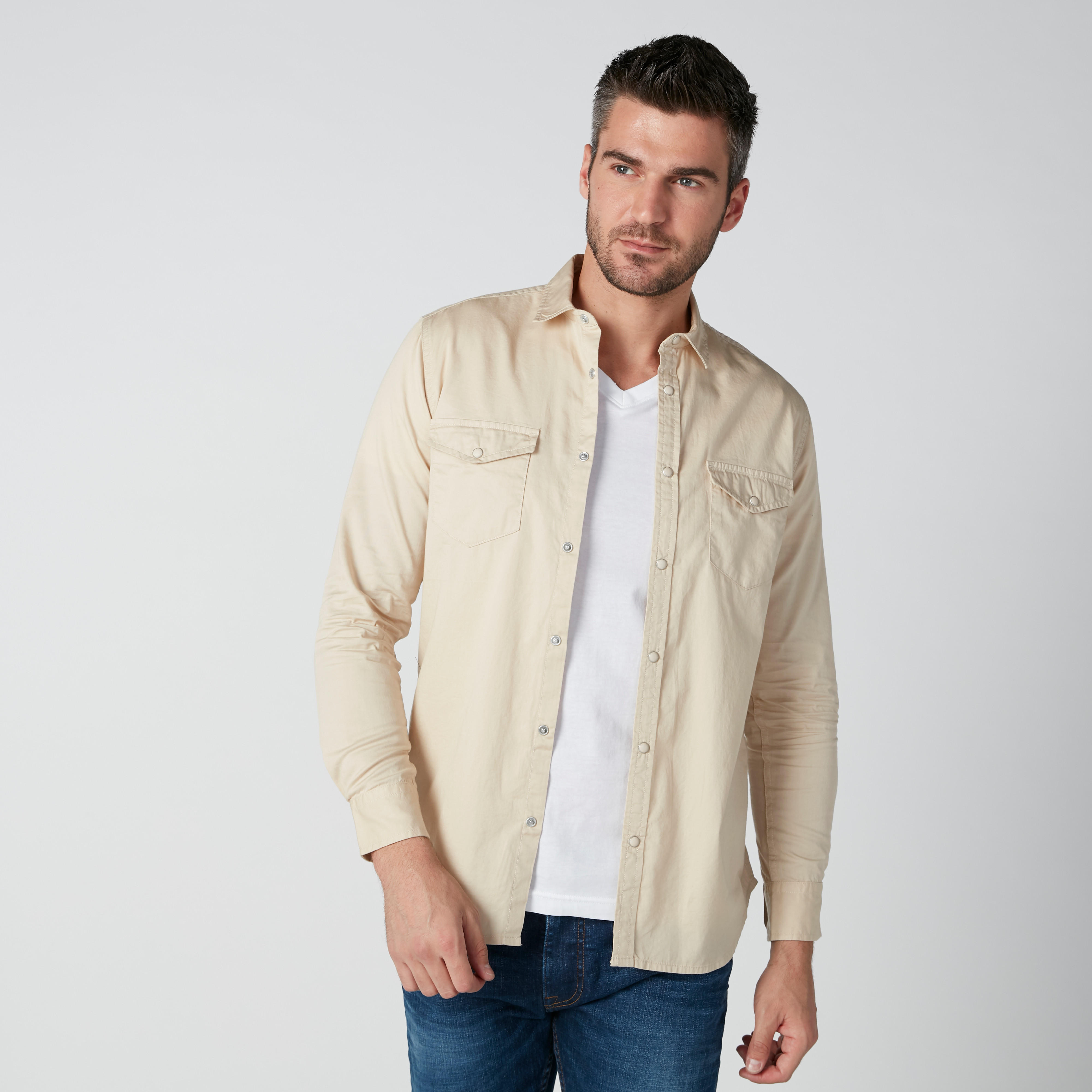 قميص بأكمام طويلة وأزرار وجيوب من لي كوبر-men-clothing-shirts-image-2