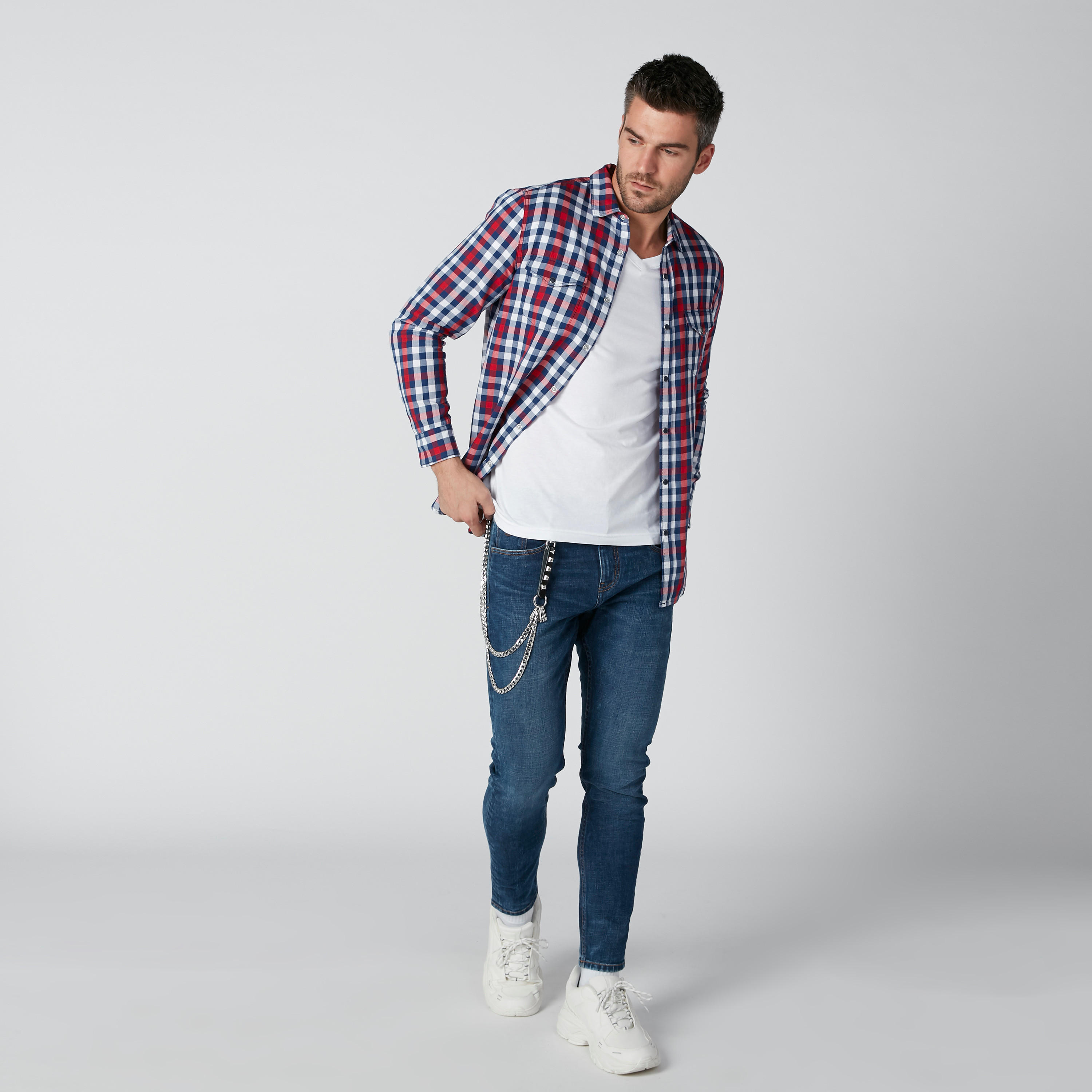 قميص كاروهات بأكمام طويلة وأزرار من لي كوبر-men-clothing-shirts-image-1