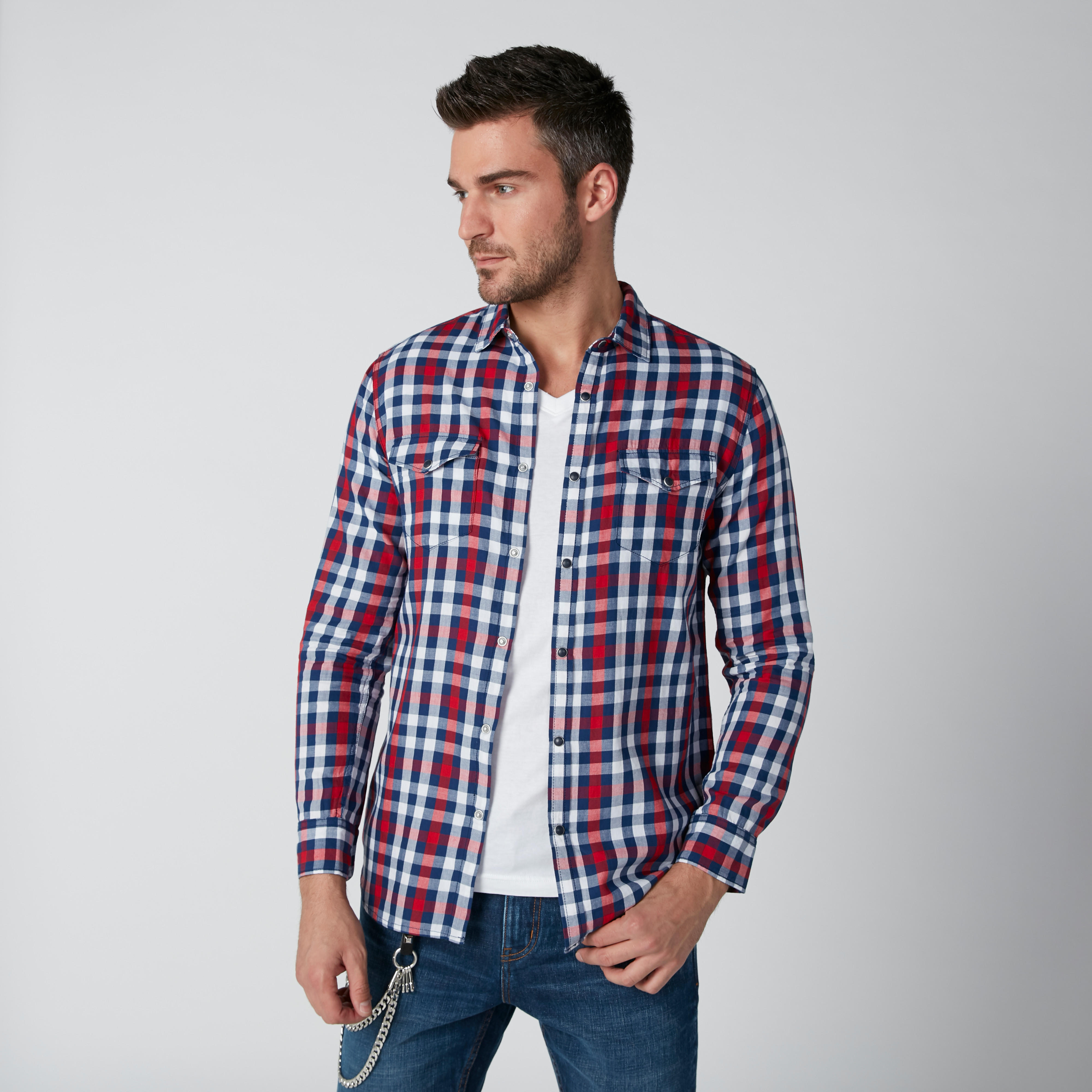 قميص كاروهات بأكمام طويلة وأزرار من لي كوبر-men-clothing-shirts-image-2