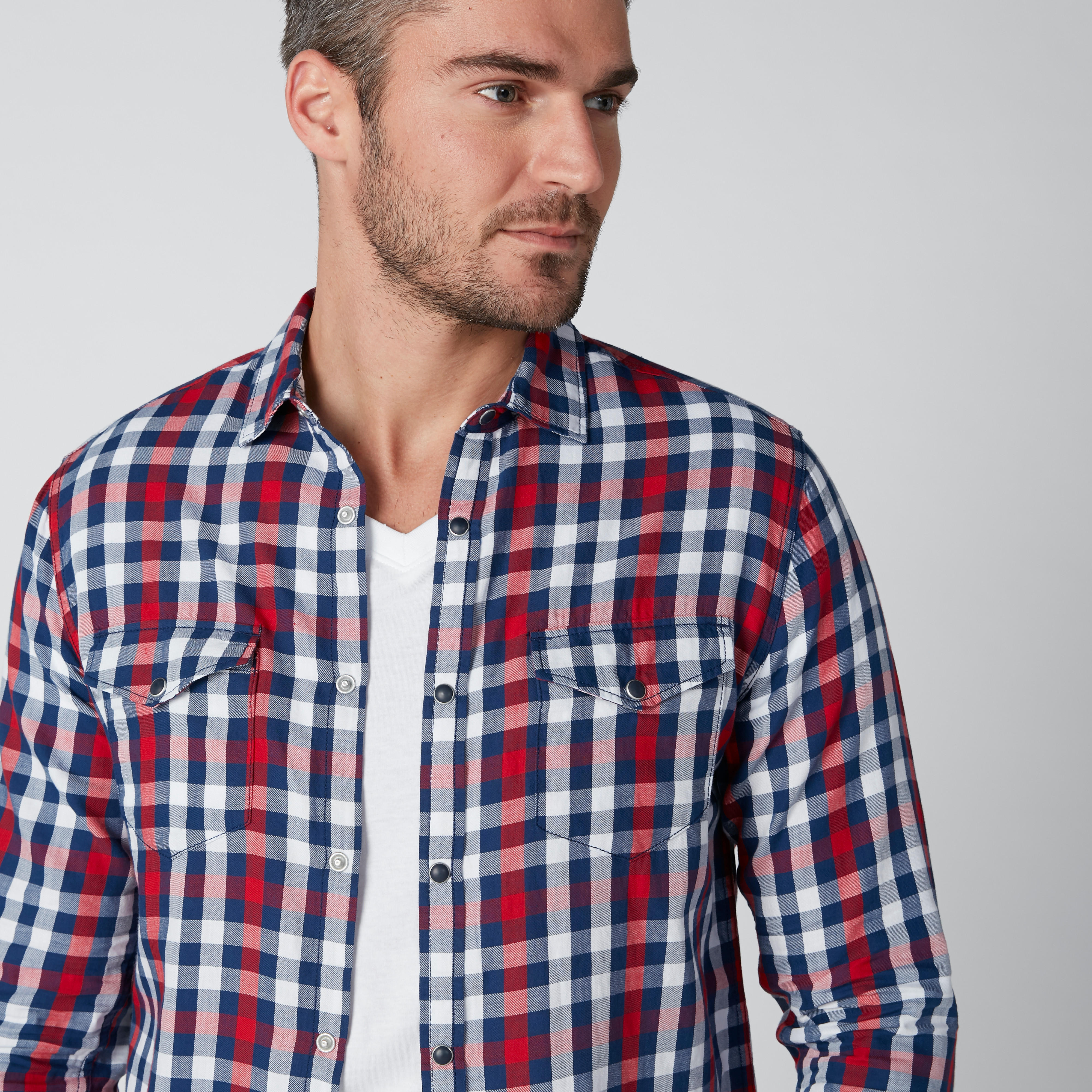 قميص كاروهات بأكمام طويلة وأزرار من لي كوبر-men-clothing-shirts-image-4